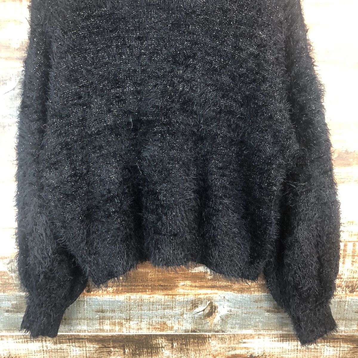 GU DL GU Black shaggy fur Mohair Knitwear #C321 Size M / US 6-8 / IT 42-44 - 3 Thumbnail