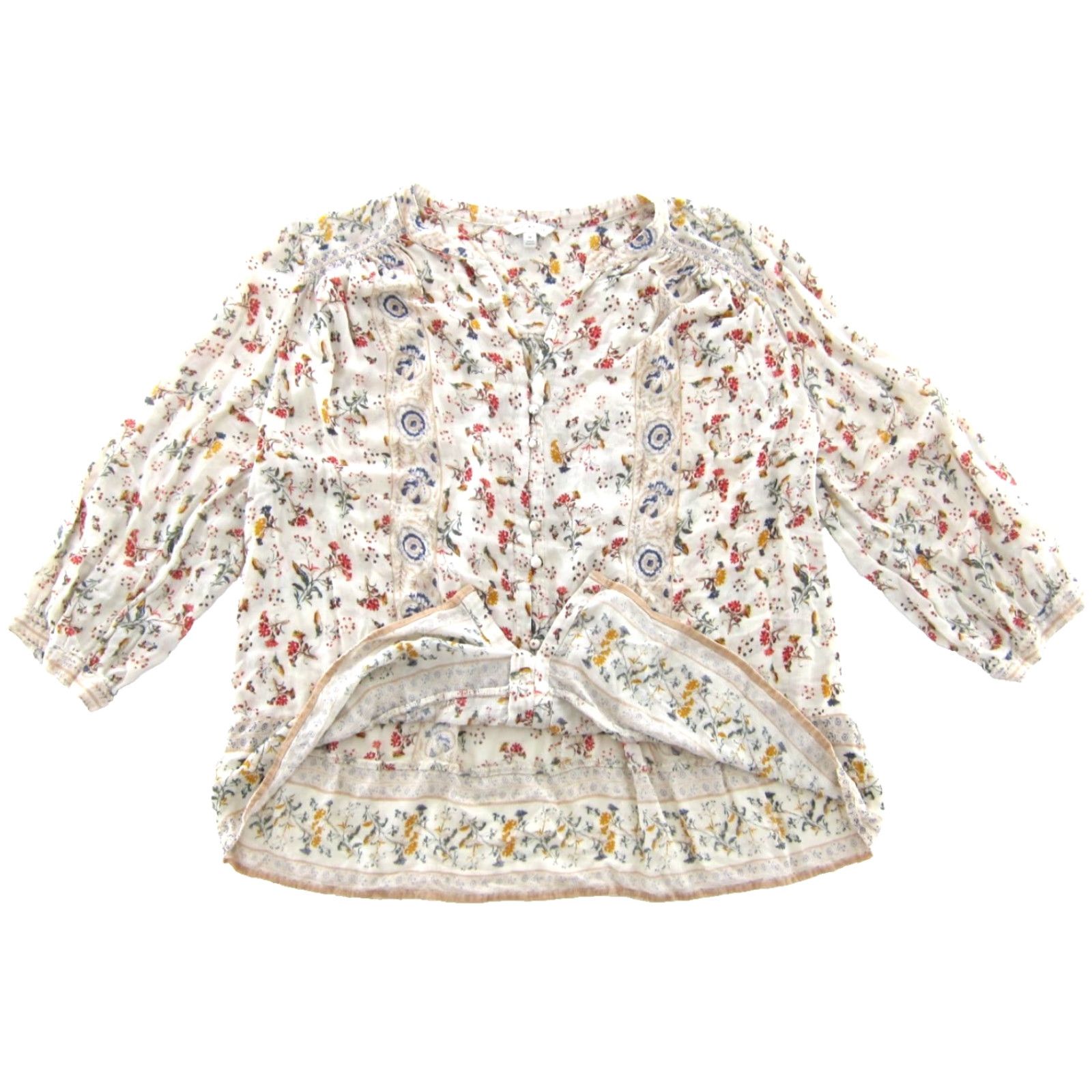 Lucky Brand Lucky Brand Blouse Tunic 1X Adult Womens Floral 3/4 Sleeve V-Neck Rayon Pink Paisley Summer Spring Fall All Seasons Size XL / US 12-14 / IT 48-50 - 5 Thumbnail