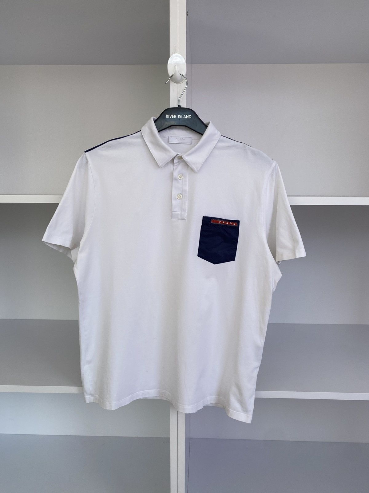 Prada Vintage Prada Red Tab Pocket Polo T-Shirt Size US L / EU 52-54 / 3 - 1 Thumbnail