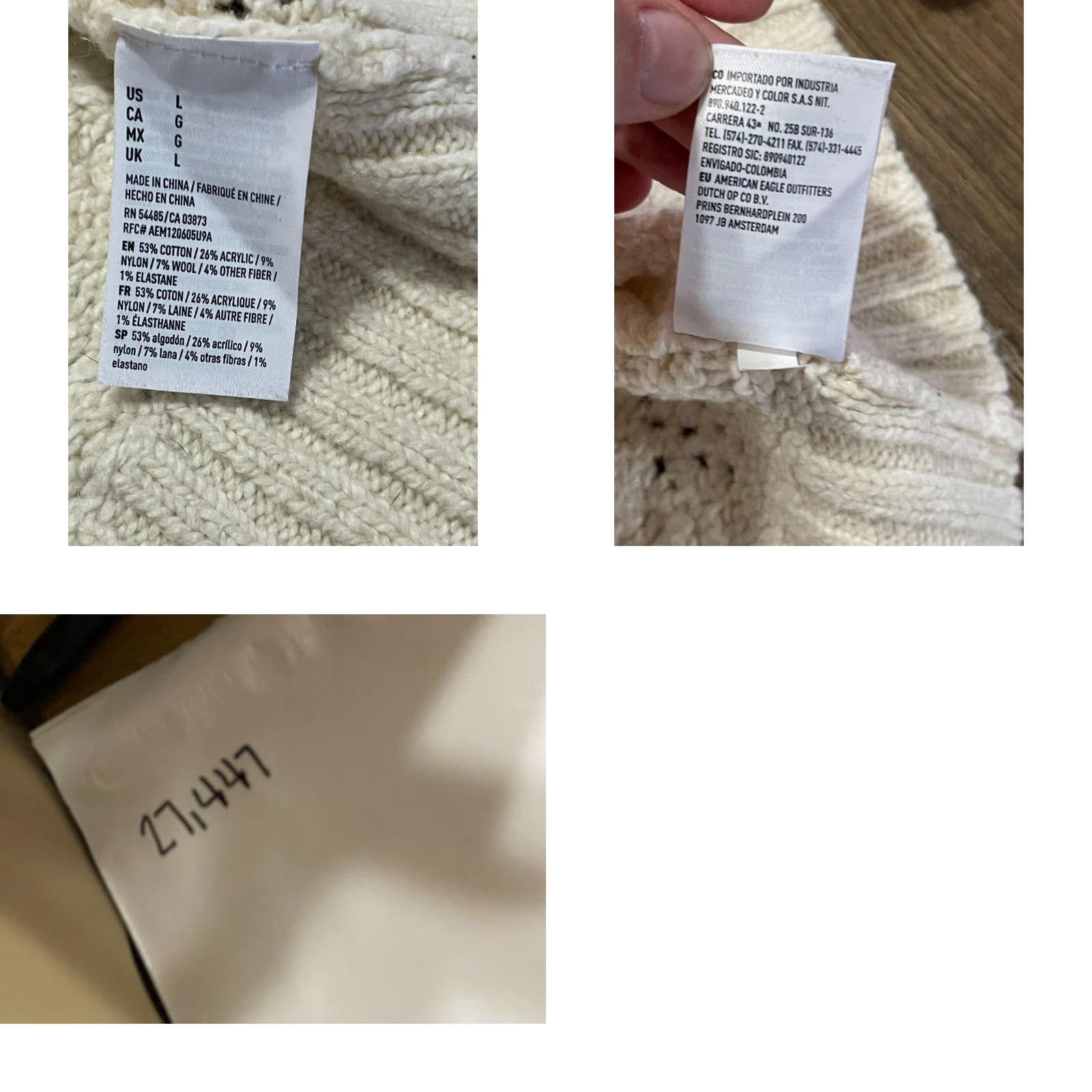 American Eagle Outfitters American Eagle Outfitters Sweater Shirt Womens Large White Knit Pullover Crew Neck Casual Fall Spring Summer Knit Regular Pullover Size L / US 10 / IT 46 - 8 Thumbnail