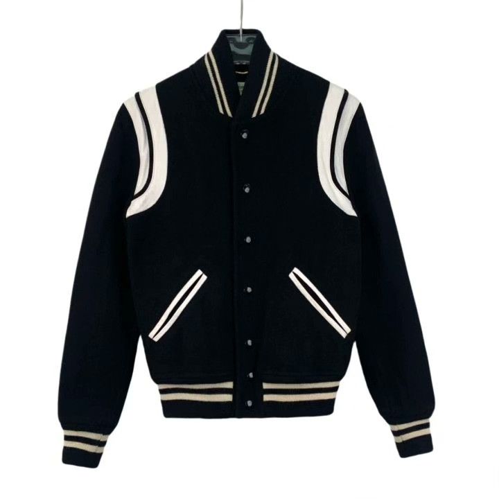 Saint Laurent Paris Saint Laurent Black Striped Baseball Jacket Size US M / EU 48-50 / 2 - 1 Thumbnail