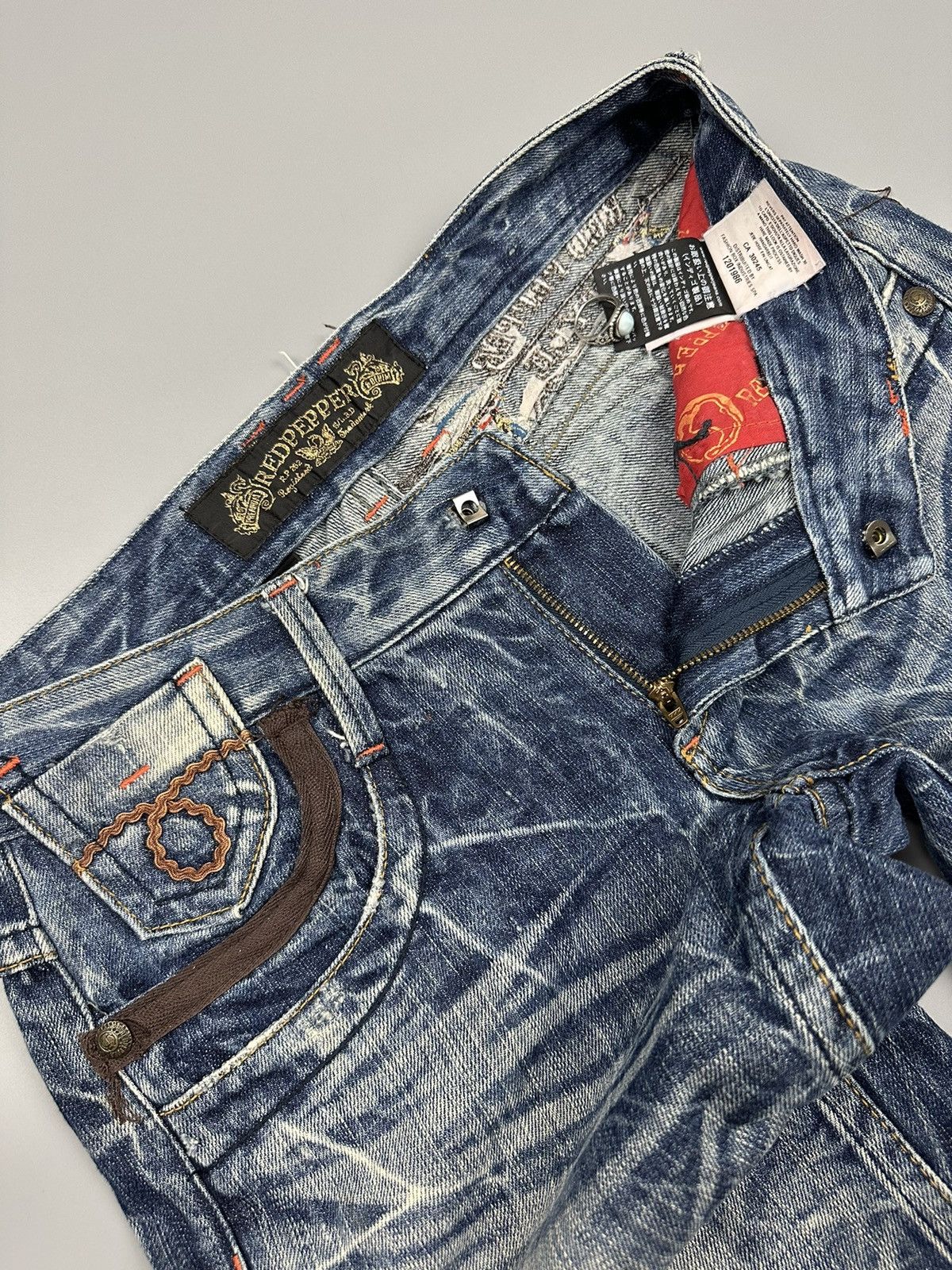 🔥Rare🔥Red Pepper Whiskered Baggy Flared Jeans