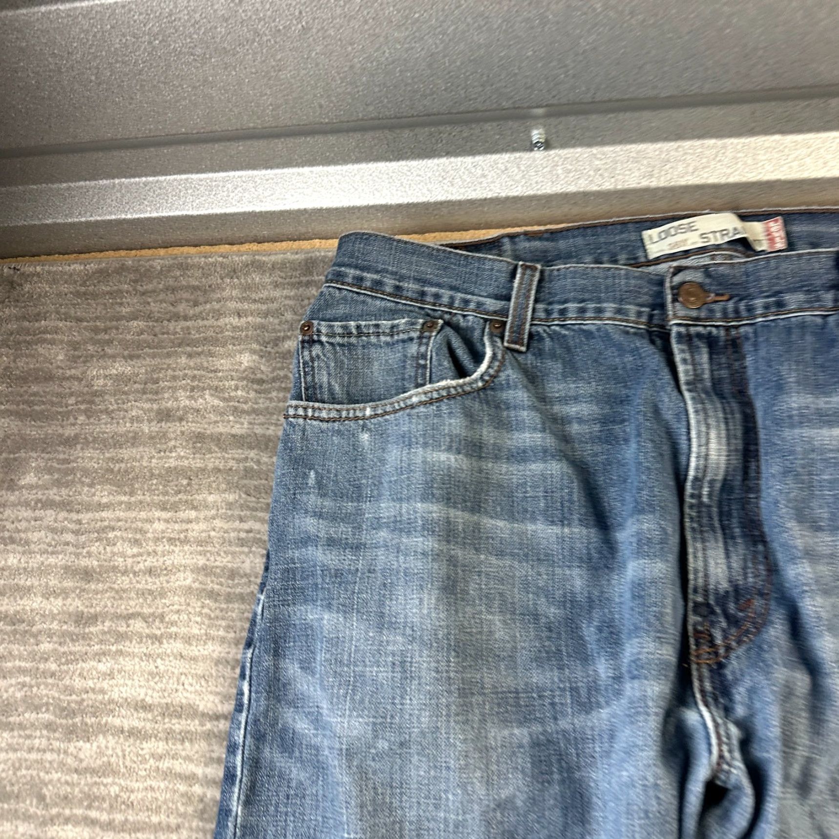 Levi's VINTAGE Levis Jeans 569 Straight 38x30 Mens Blue Denim 5-Pocket Relaxed Regular 2007 Y2K Size US 38 / EU 54 - 4 Thumbnail