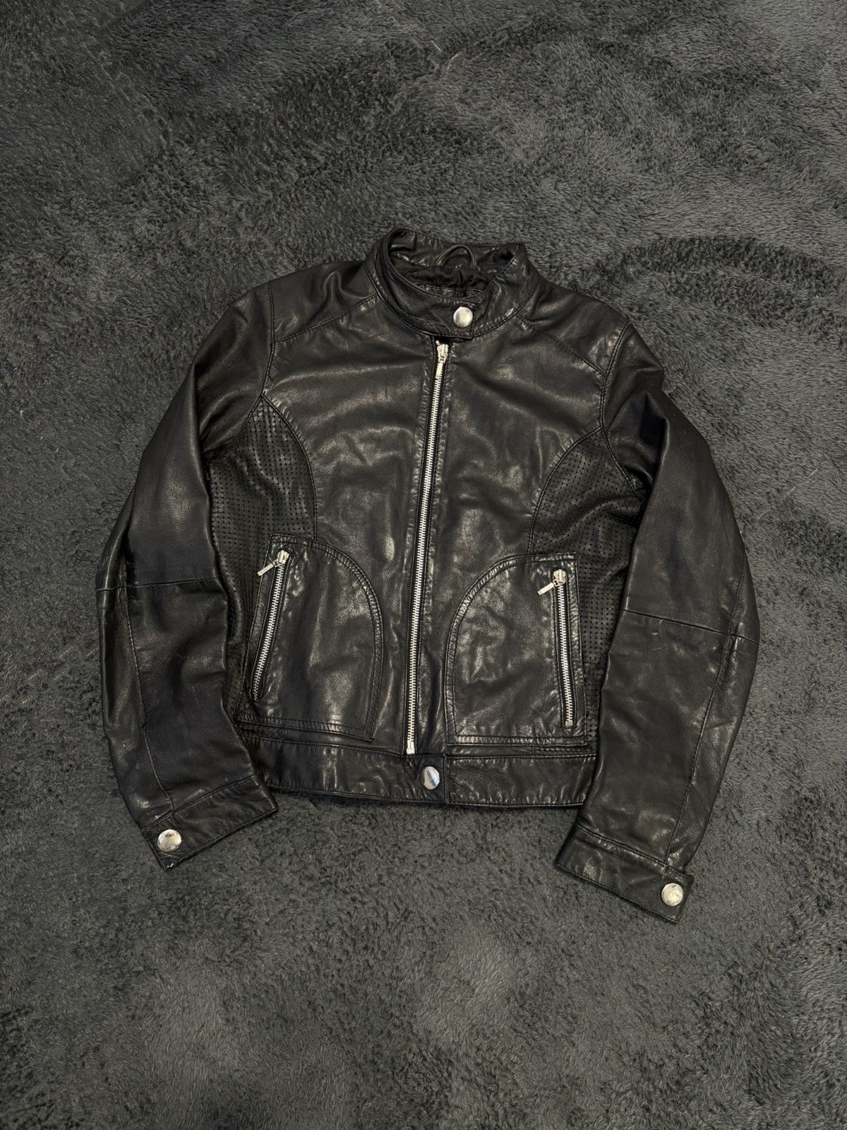 Japanese Brand 00s Real Leather Y2K Motorcycle Cropped Japan Style Jacket Size S / US 4 / IT 40 - 1 Thumbnail