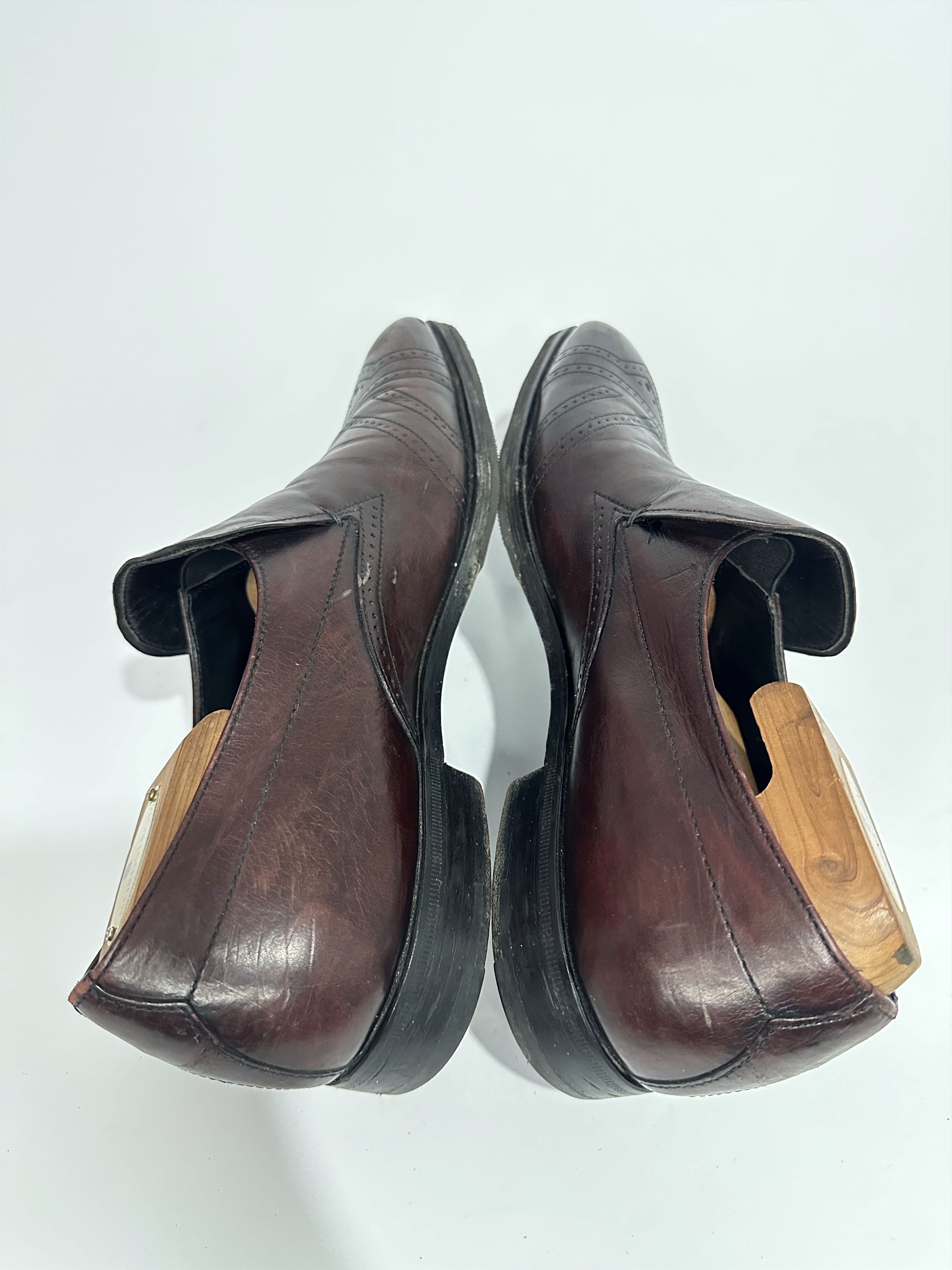 Prada Vintage Prada Brown Burnished Leather Wingtip Brogue Loafers Size US 8 / EU 41 - 5 Thumbnail