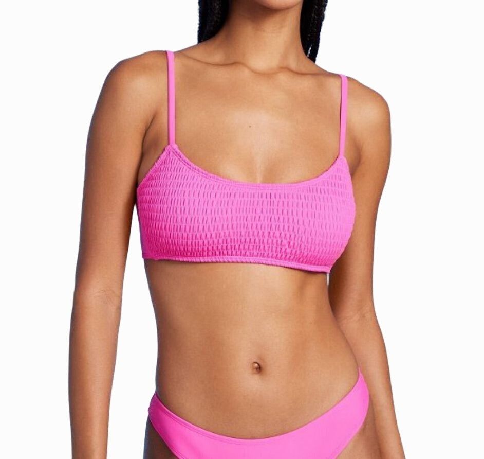 Other Wild Fable - Women's Smocked Bralette Bikini Top - Pink - Ex Size ONE SIZE - 1 Thumbnail