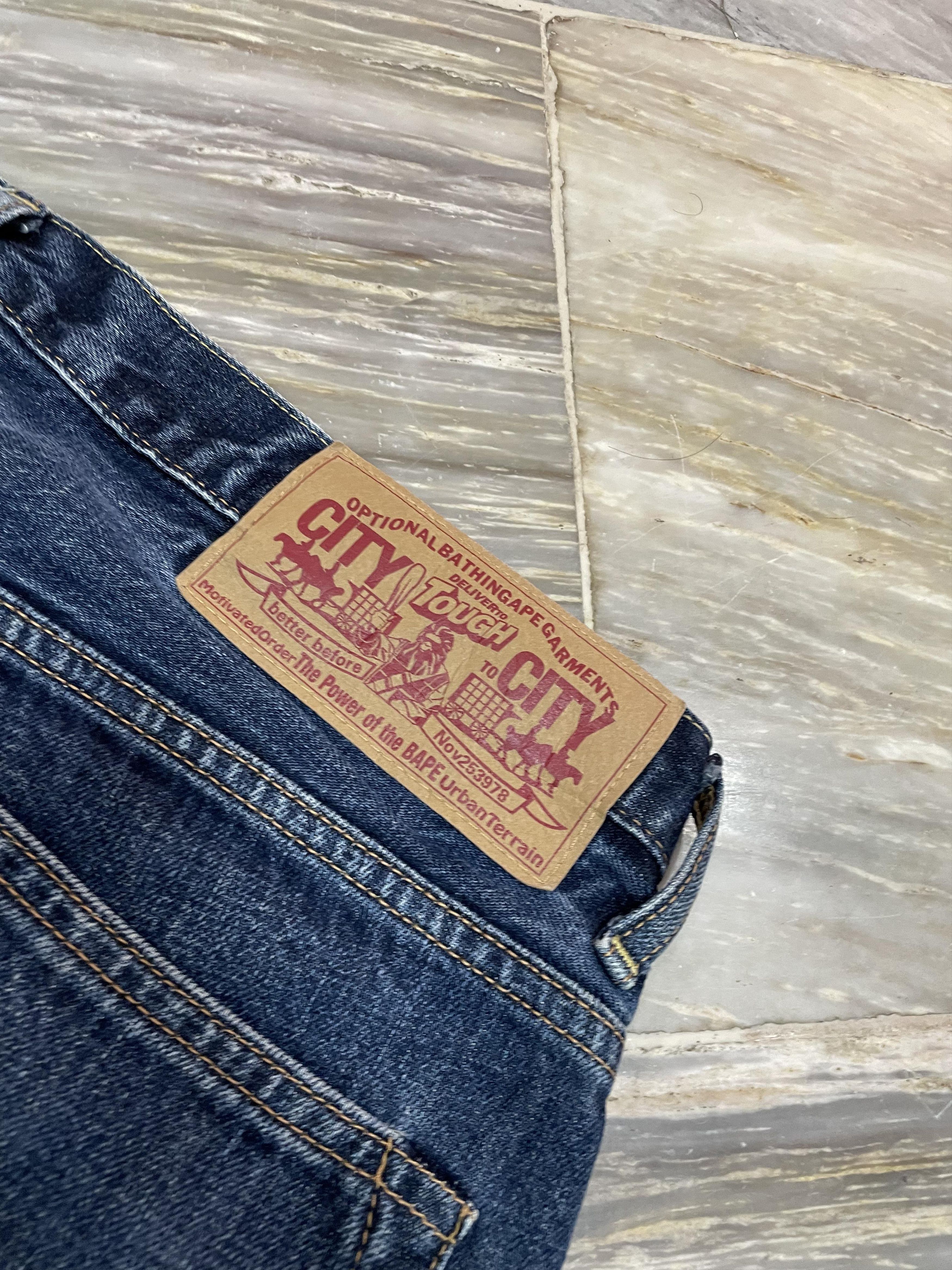 Bape Bapesta Embroidery - Monogram Fold Denim Pants Size US 35 - 5 Thumbnail