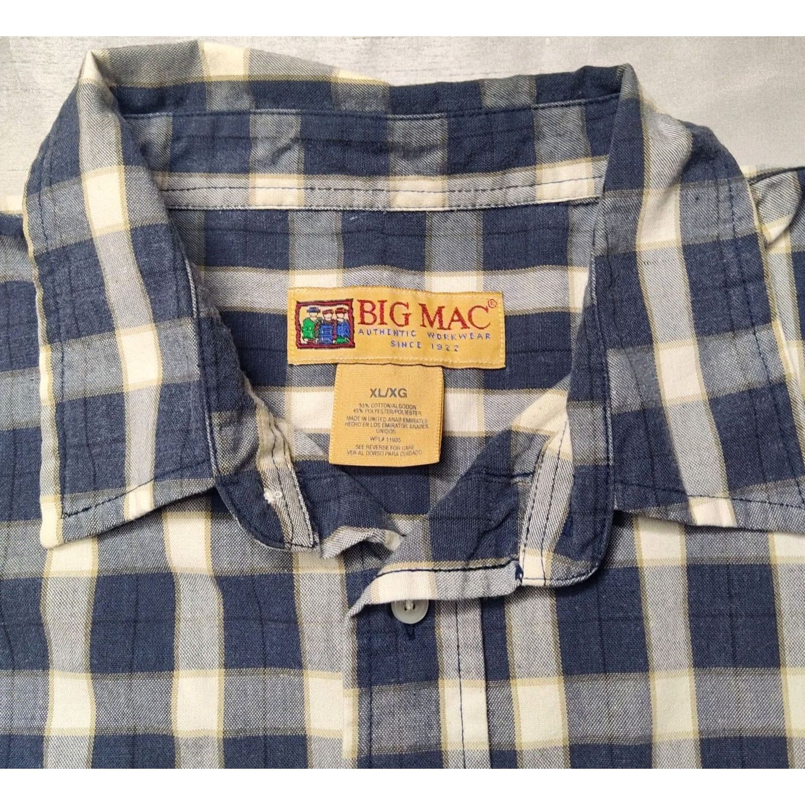 Vintage VINTAGE BIG MAC WORKWEAR Shirt Men XL Blue Plaid Short Sleeve Button-Up Oversized Size US XL / EU 56 / 4 - 5 Thumbnail