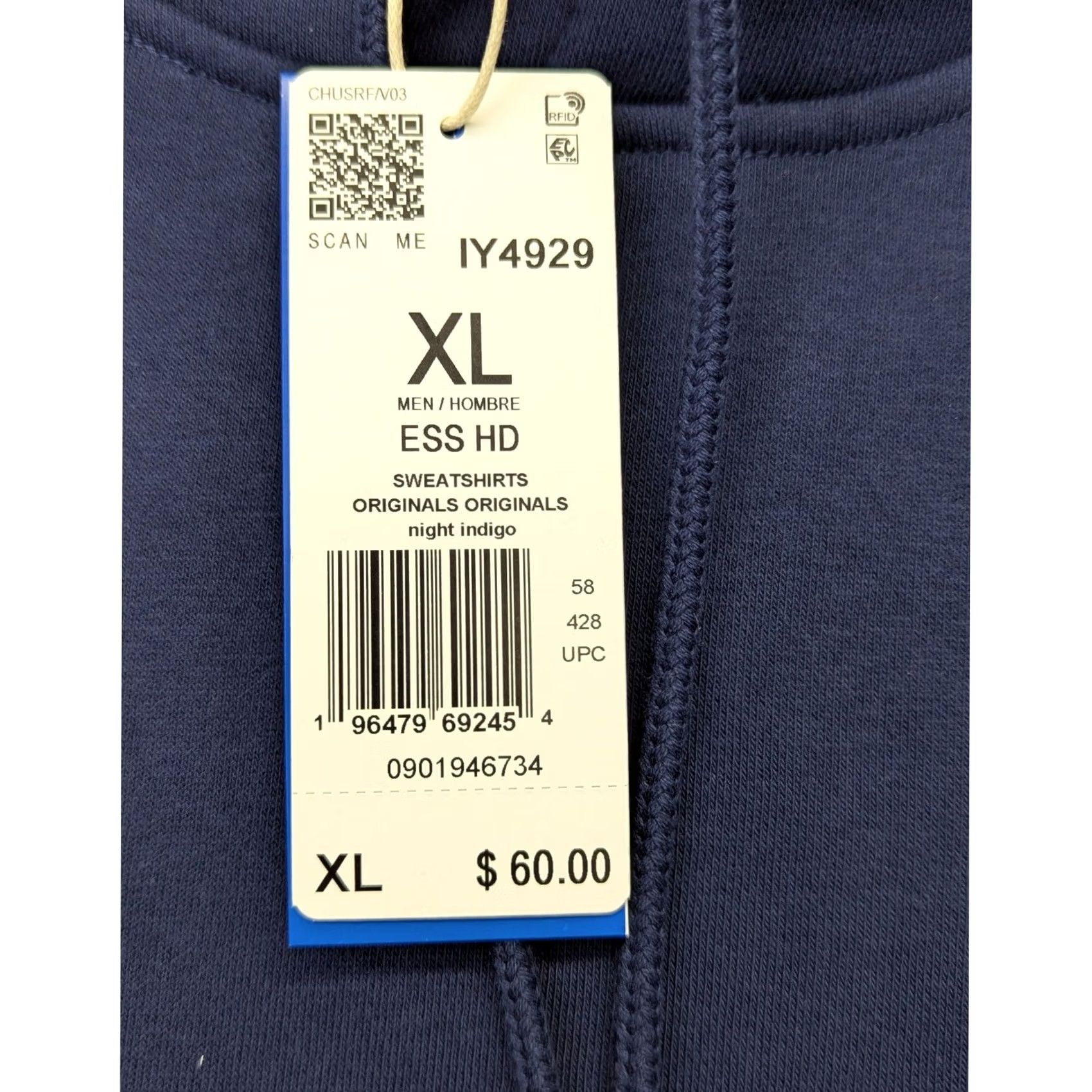 Vintage Adidas Originals Mens ESS HD Trefoil Hoodie Night Indigo Navy Blue IY4929 XL Size US XL / EU 56 / 4 - 4 Thumbnail