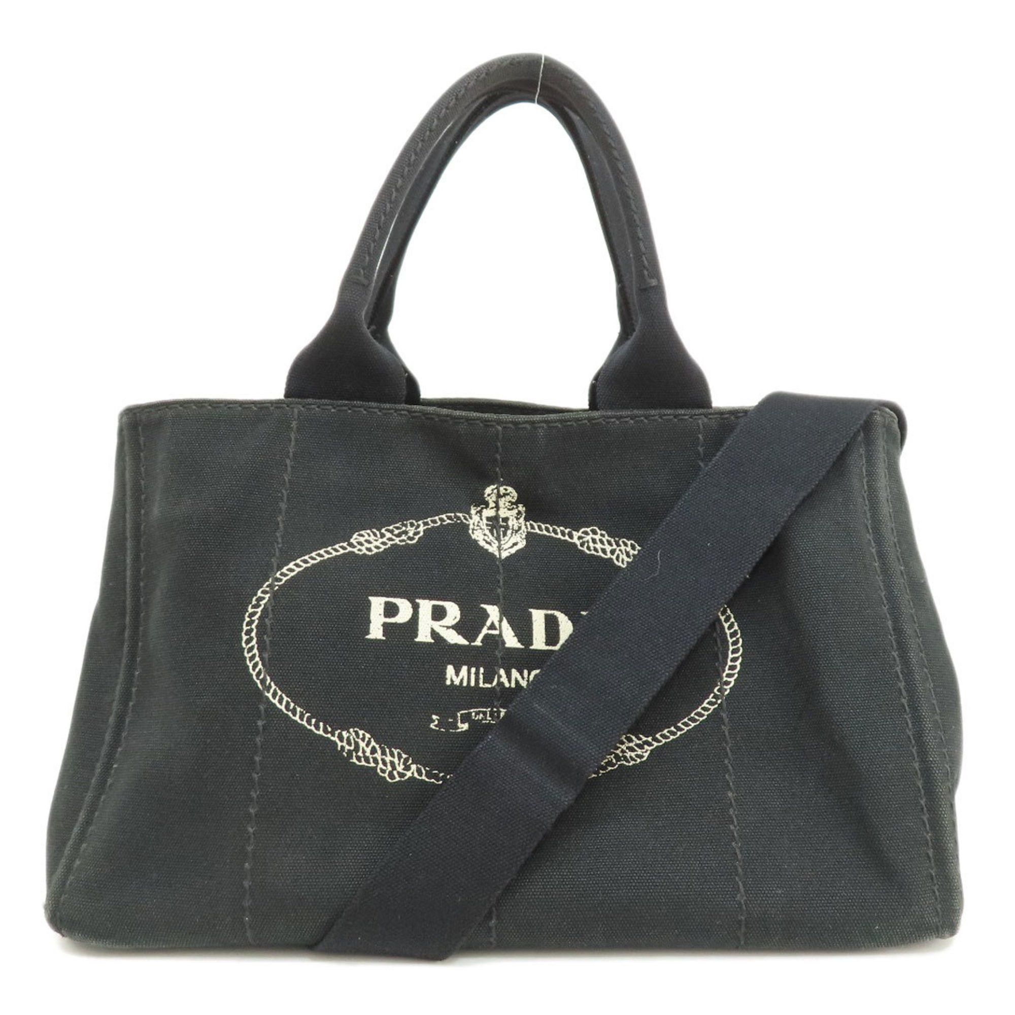 image of Prada Canapa Tote Bag Canvas Women's Prada in Black