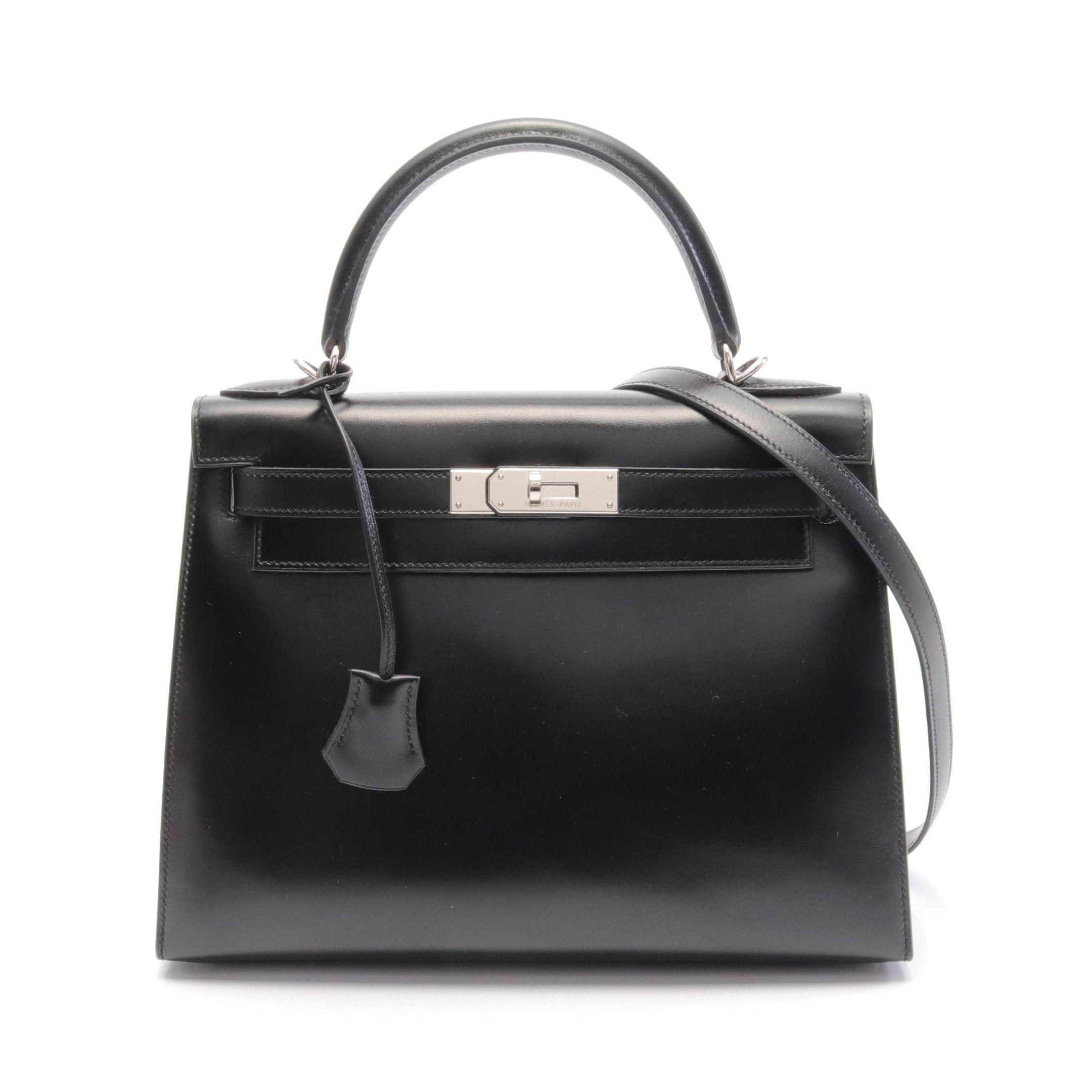 Hermes Hermes Kelly28 Handbag Box Calf Black Silver Hardware Outside Sewing □L Stamp Size ONE SIZE - 1 Thumbnail