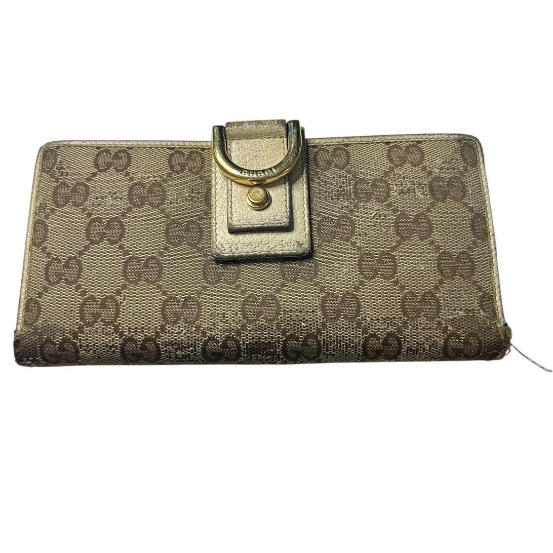 Gucci Gucci D Ring GG Canvas leather Continental Wallet Cream Size ONE SIZE - 1 Thumbnail