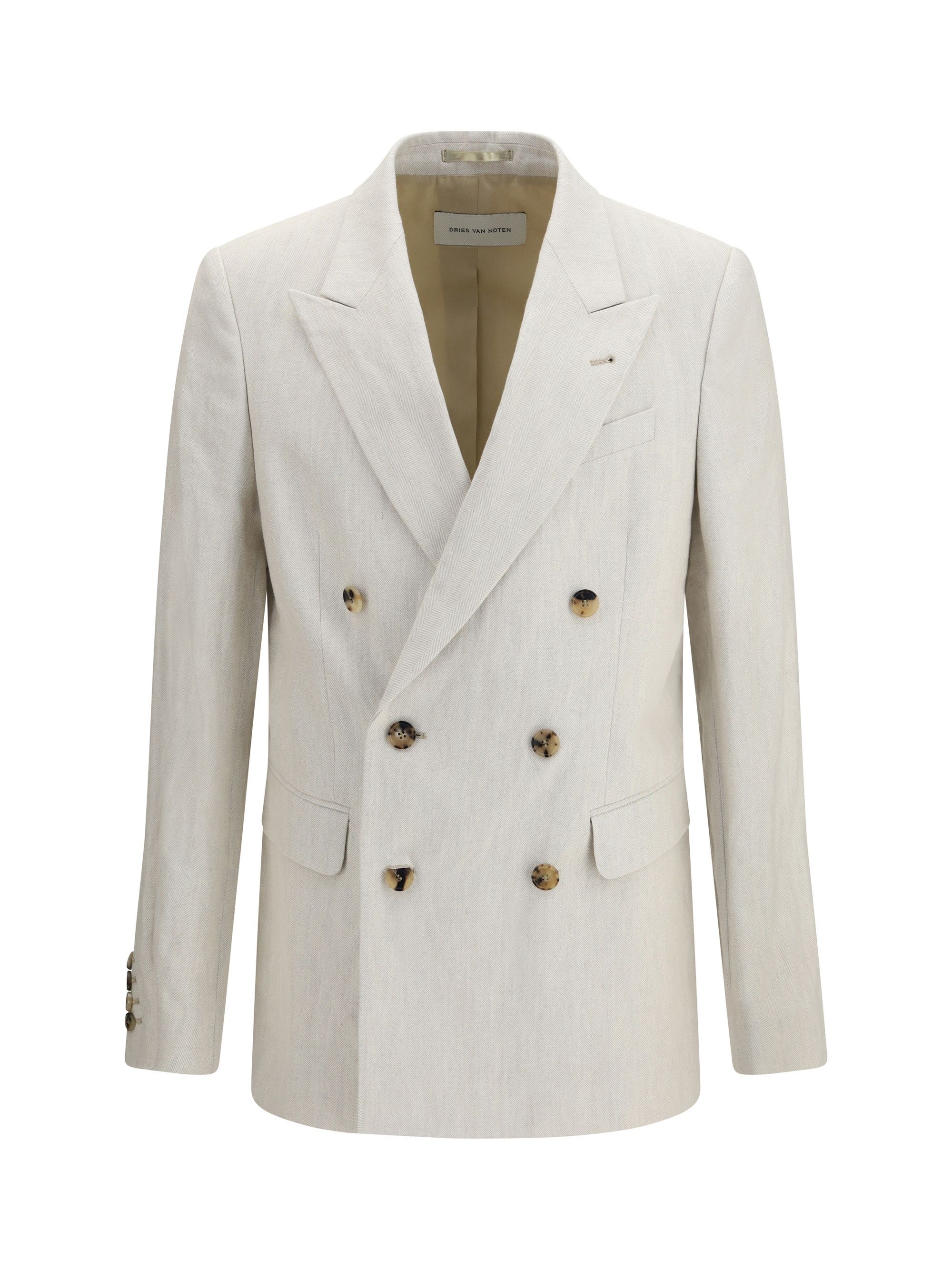 Dries Van Noten Barry Blazer in a cotton and linen herringbone blend Size US L / EU 52-54 / 3 - 1 Thumbnail