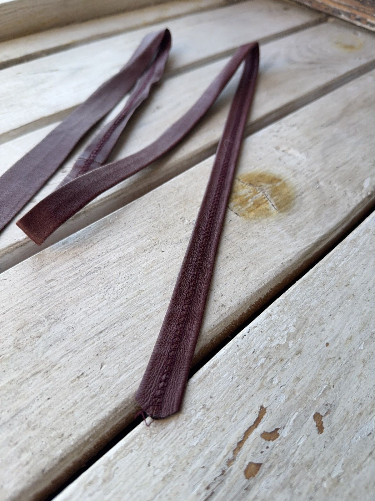 Genuine Leather Retro Vintage Burgundy Leather Tie 90s Western Biker Style Size ONE SIZE - 5 Thumbnail