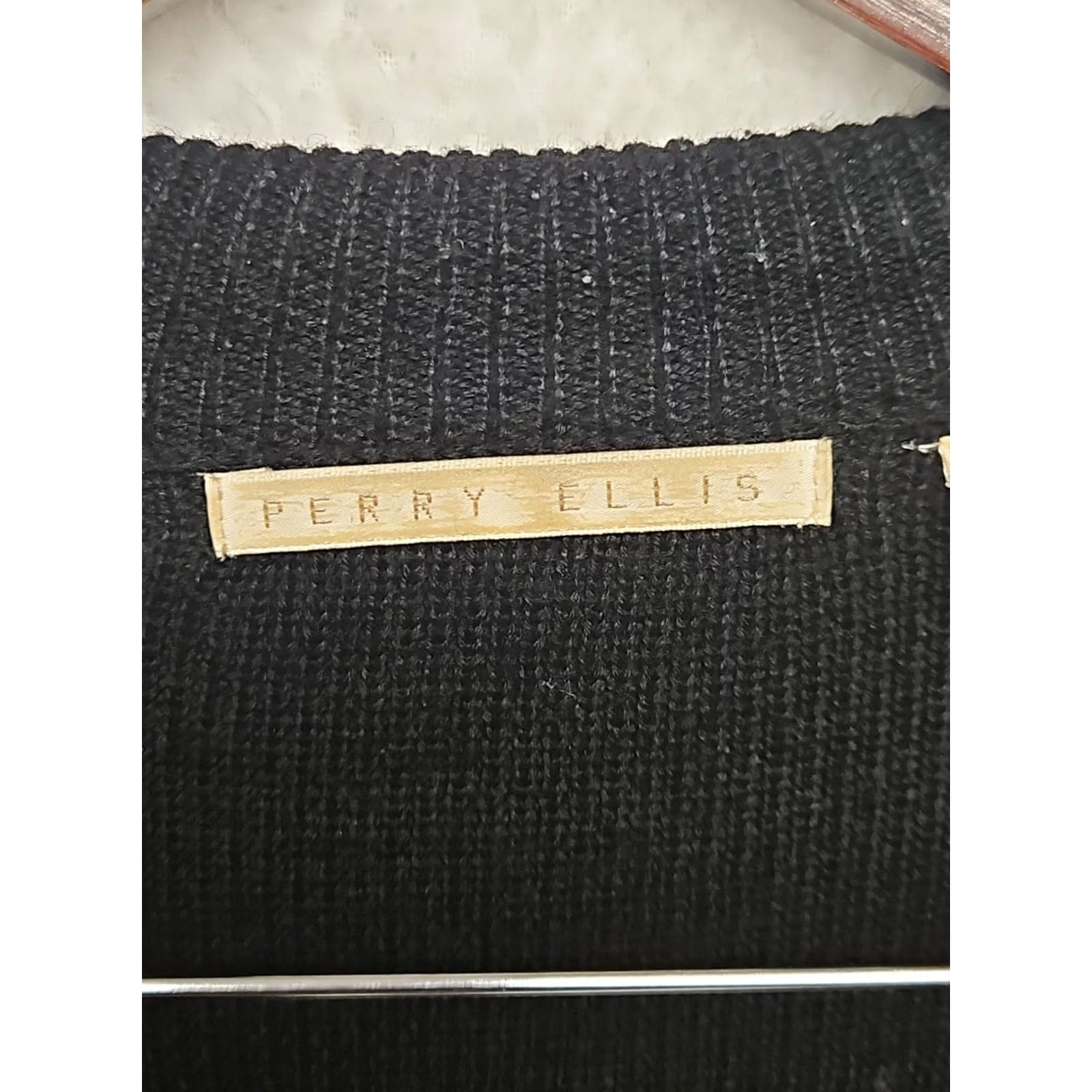 Perry Ellis VINTAGE Perry Ellis Sweater Pullover Knit Wool Black Medium Mens Quarter Zip Des... Size US M / EU 48-50 / 2 - 4 Thumbnail