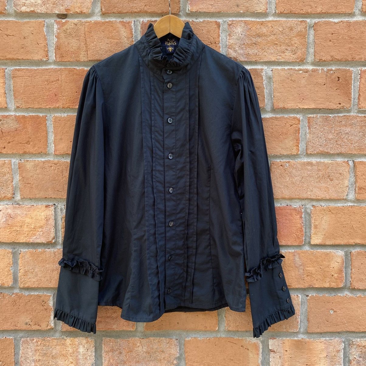 Japanese Brand ALICE and the PIRATES Deep Emerald Victorian Ruffle Blouse Size L / US 10 / IT 46 - 5 Thumbnail