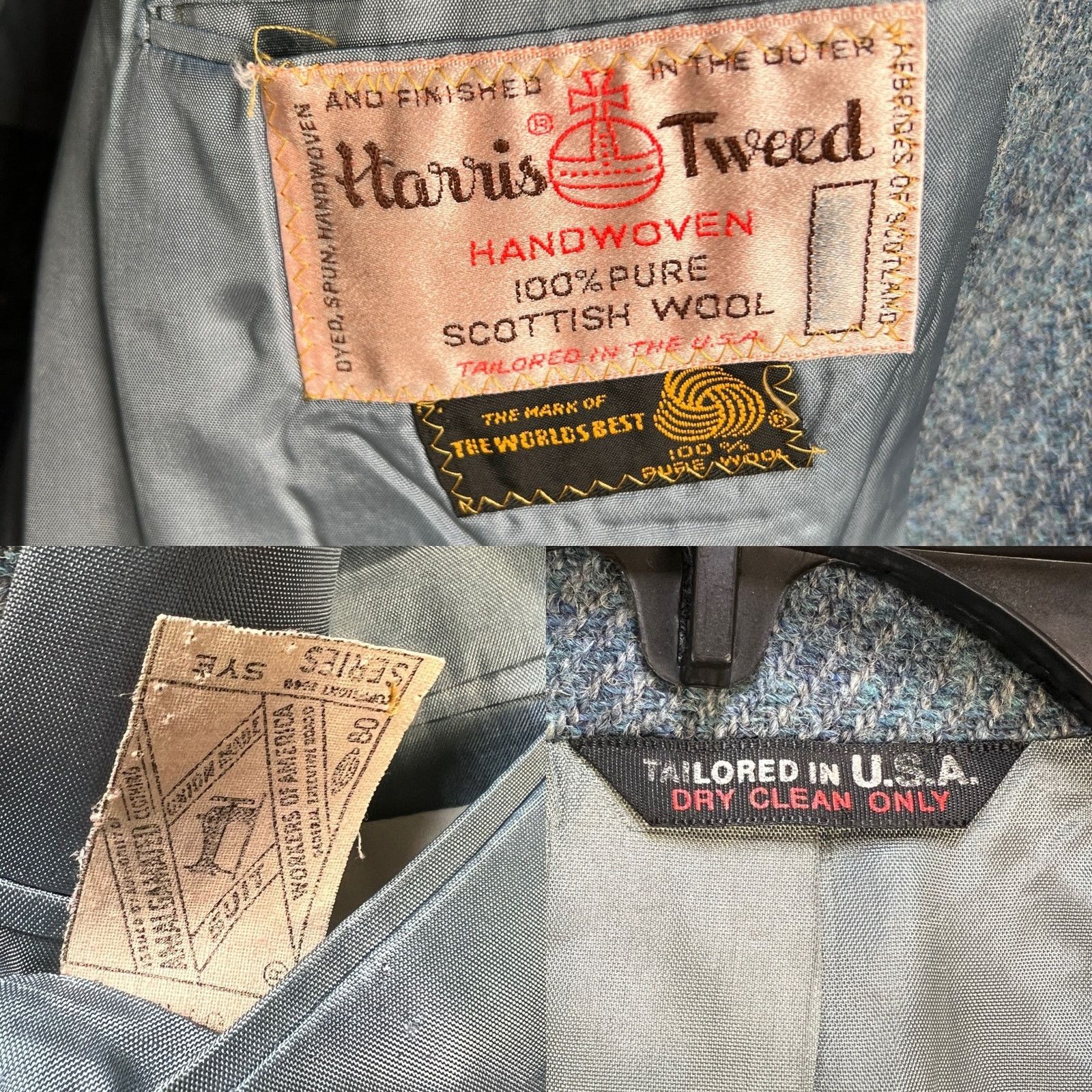 Harris Tweed × Vintage Harris Tweed Blue Wool Blazer Single Breasted 2 Button Size 42R - 15 Thumbnail