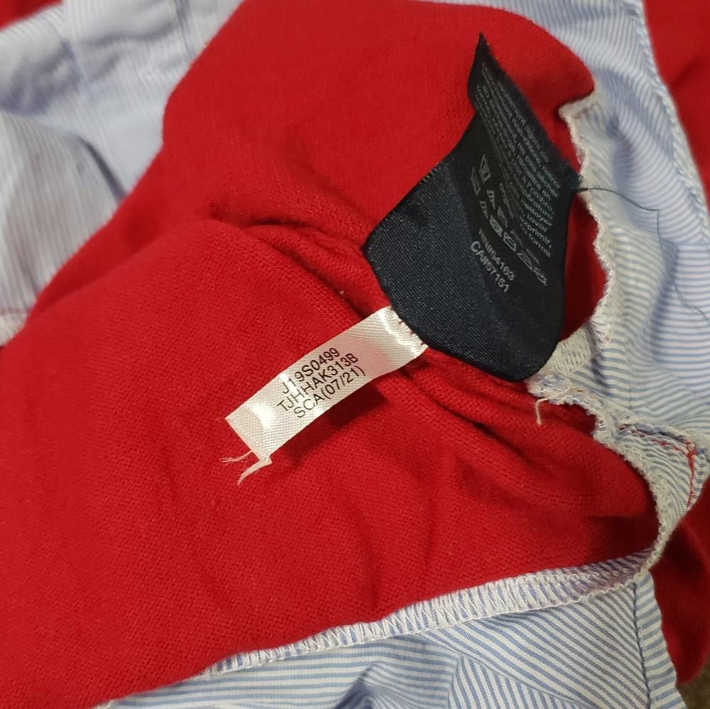 Tommy Hilfiger Red Blue Layered TH Vneck Sweater Size M / US 6-8 / IT 42-44 - 3 Thumbnail