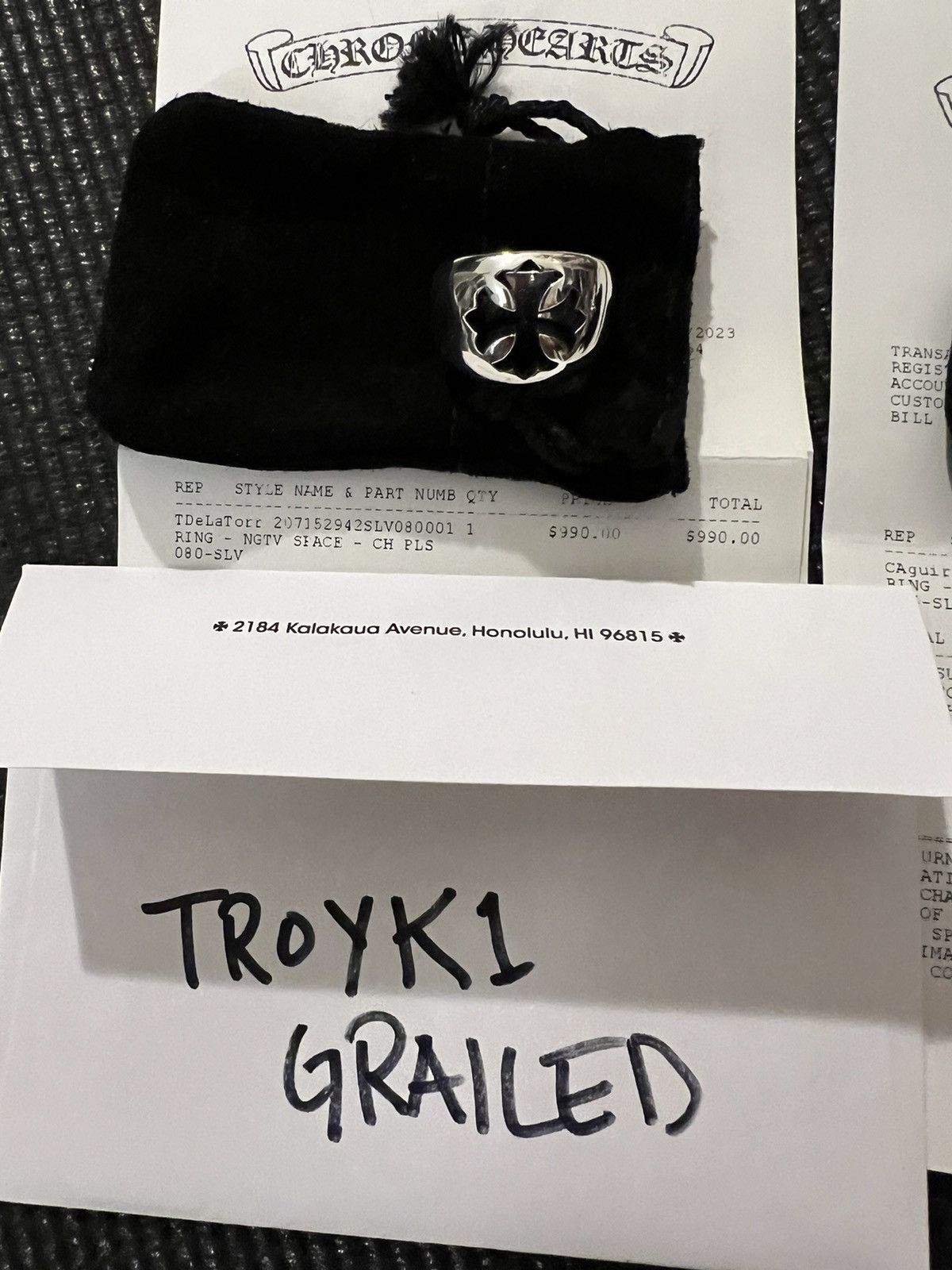 image of Chrome Hearts Negative Space Ch Plus Ring Size 8 in Silver, Men's