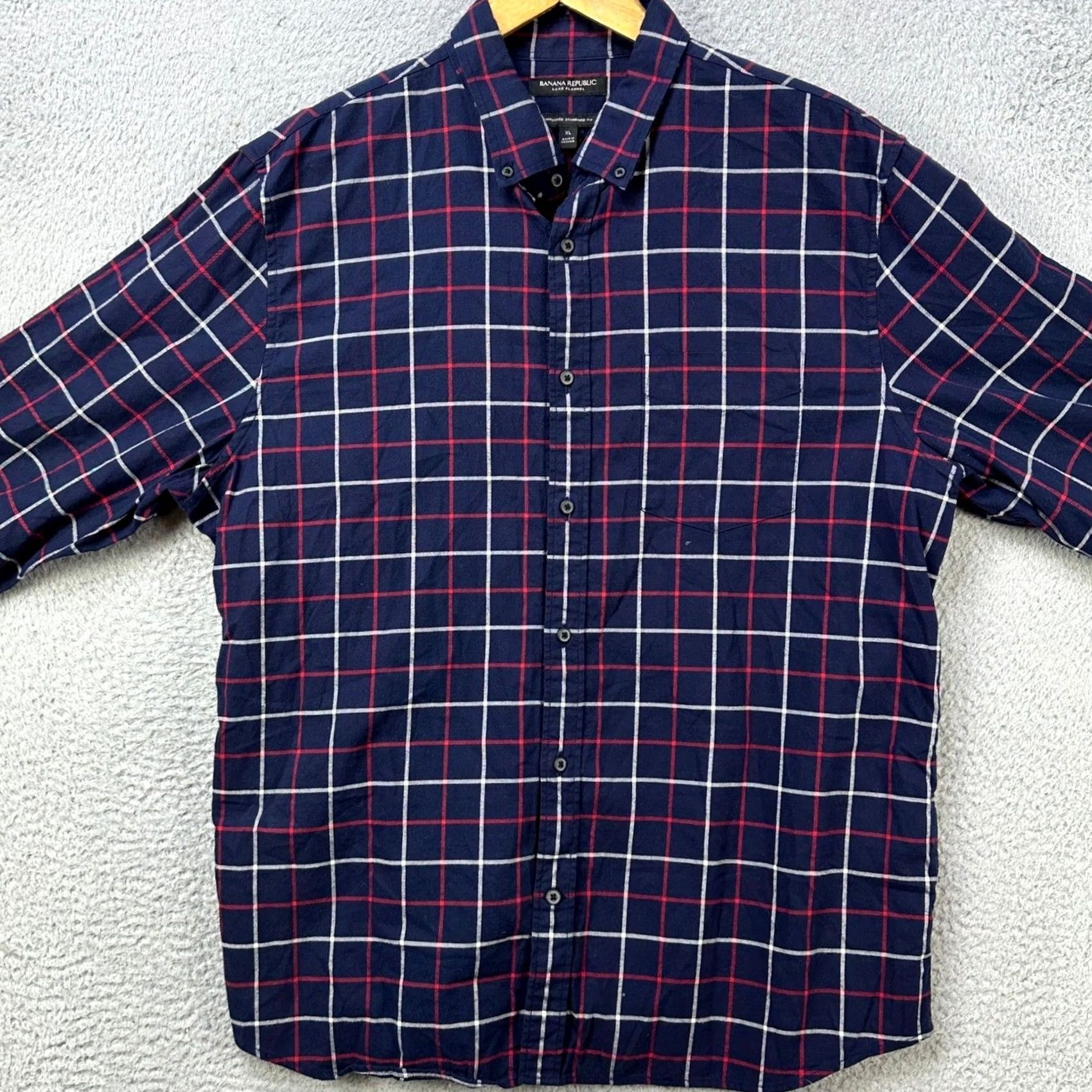 Banana Republic Banana Republic Luxe Flannel Standard Fit Shirt Men XL Blue Checked - Pre-Owned Good Size US XL / EU 56 / 4 - 2 Thumbnail
