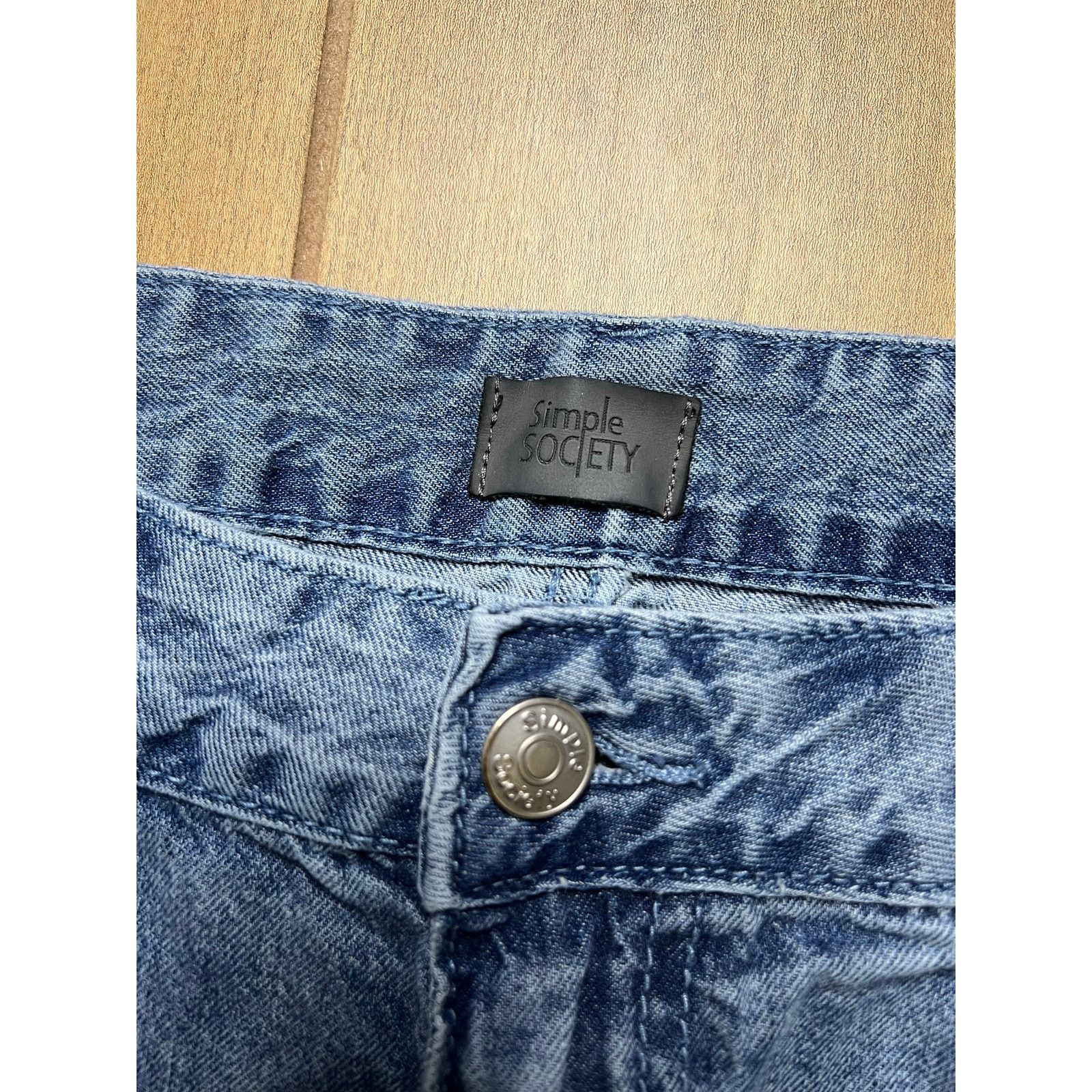 Vintage Simple Society Womens Cargo Jeans Wide Leg Y2K Baggy 5/27 Size 27" / US 4 / IT 40 - 3 Thumbnail