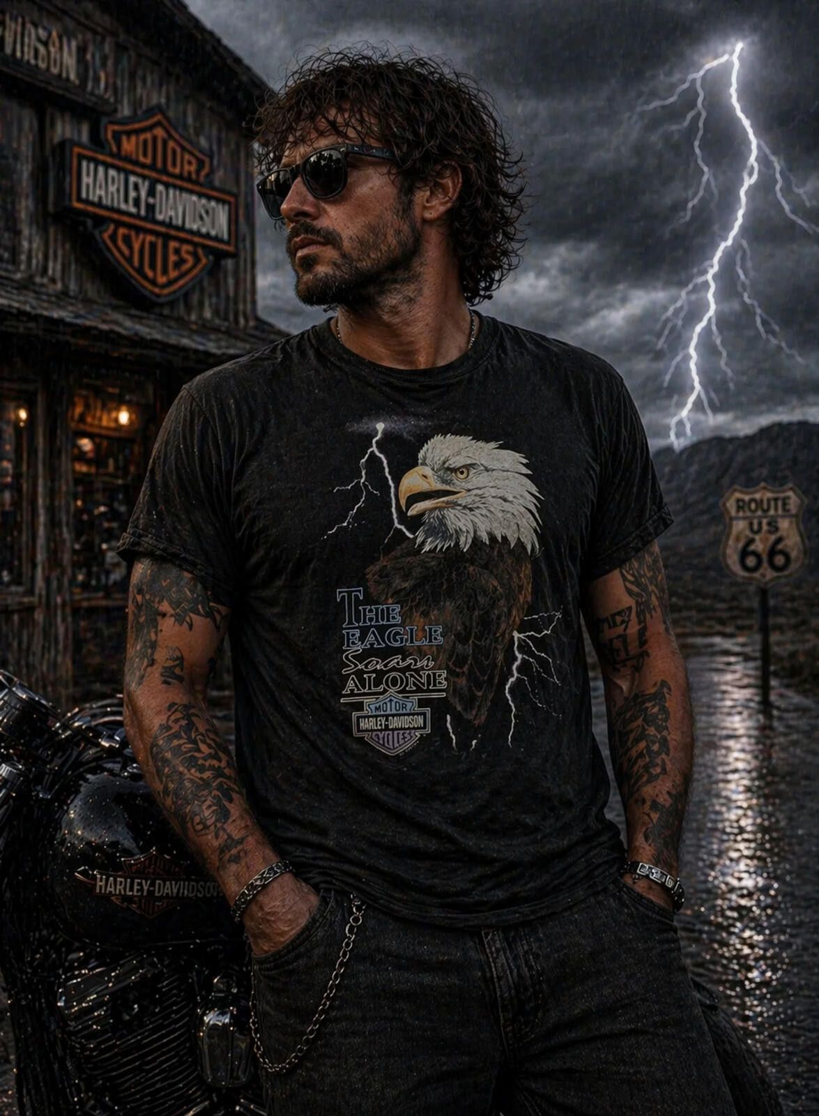 Harley Davidson Vintage 1995 Harley Davidson Holoubek Eagle Soars T-Shirt L Size US L / EU 52-54 / 3 - 1 Thumbnail