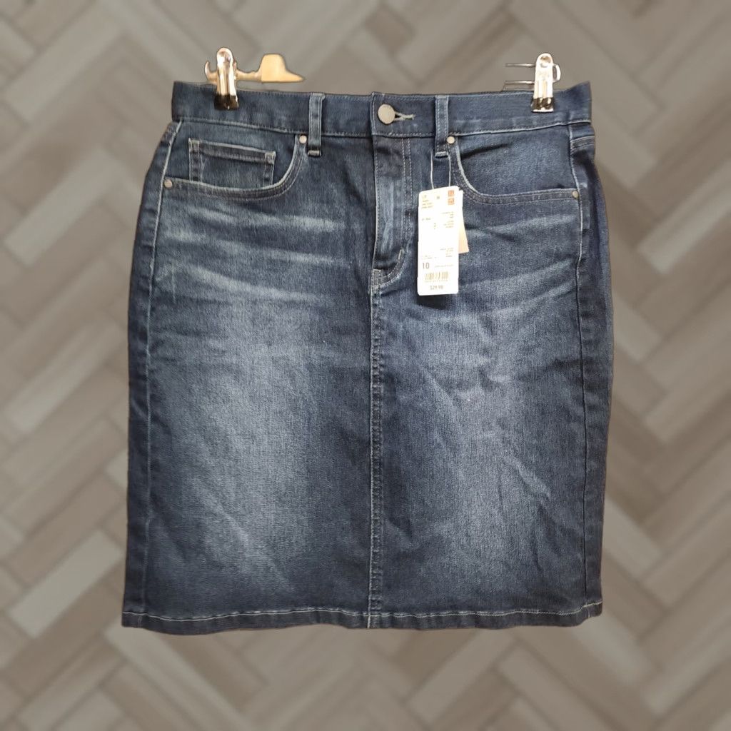 Uniqlo Uniqlo Womens Denim Skirt High Waisted Knee Length Pencil Skirt 10 Blue NWT Size 32" / US 10 / IT 46 - 1 Thumbnail