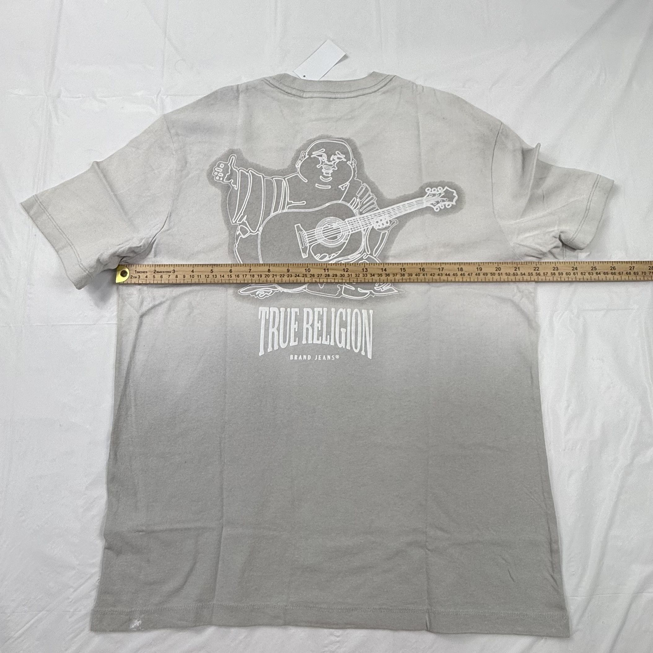 True Religion True Religion Mens Grey Ombre Buddha Guitar T-Shirt Medium Size US M / EU 48-50 / 2 - 4 Thumbnail