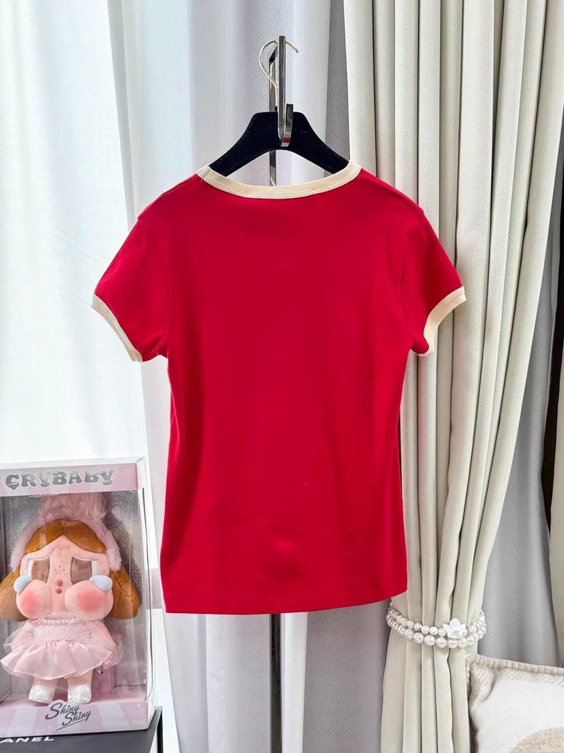 Valentino Valentino Red M size beige contrasting crew neck flocked l Size M / US 6-8 / IT 42-44 - 3 Thumbnail