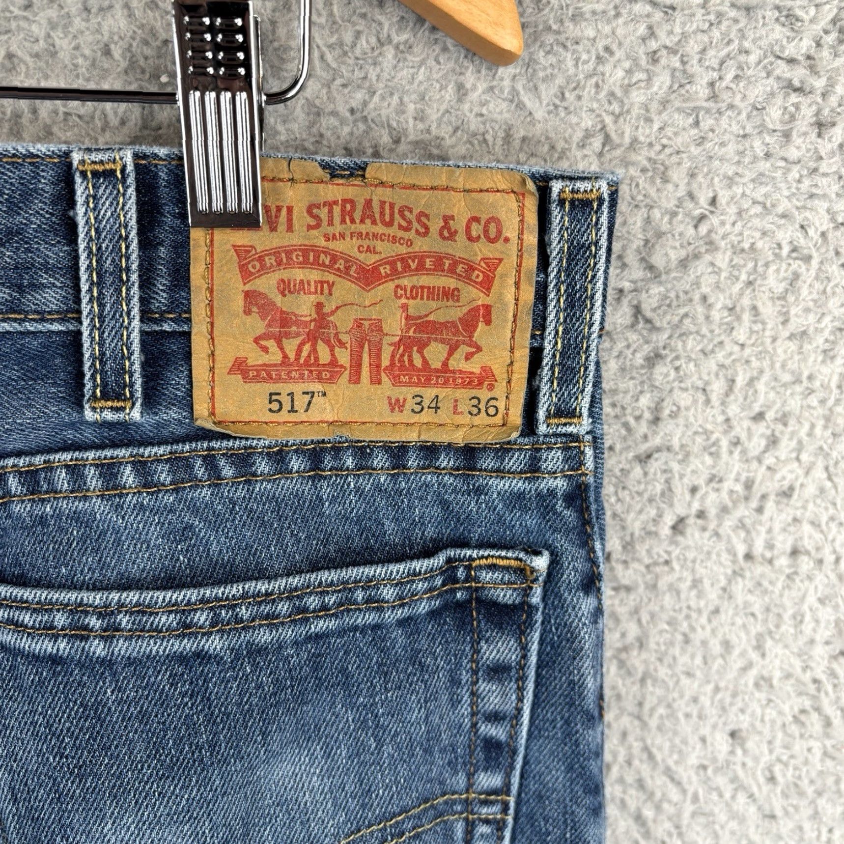 Levi's Levi's 517 Jeans Mens 34x36 Bootcut Denim Cowboy Cotton Blue Regular Inseam 36 Size US 34 / EU 50 - 3 Thumbnail