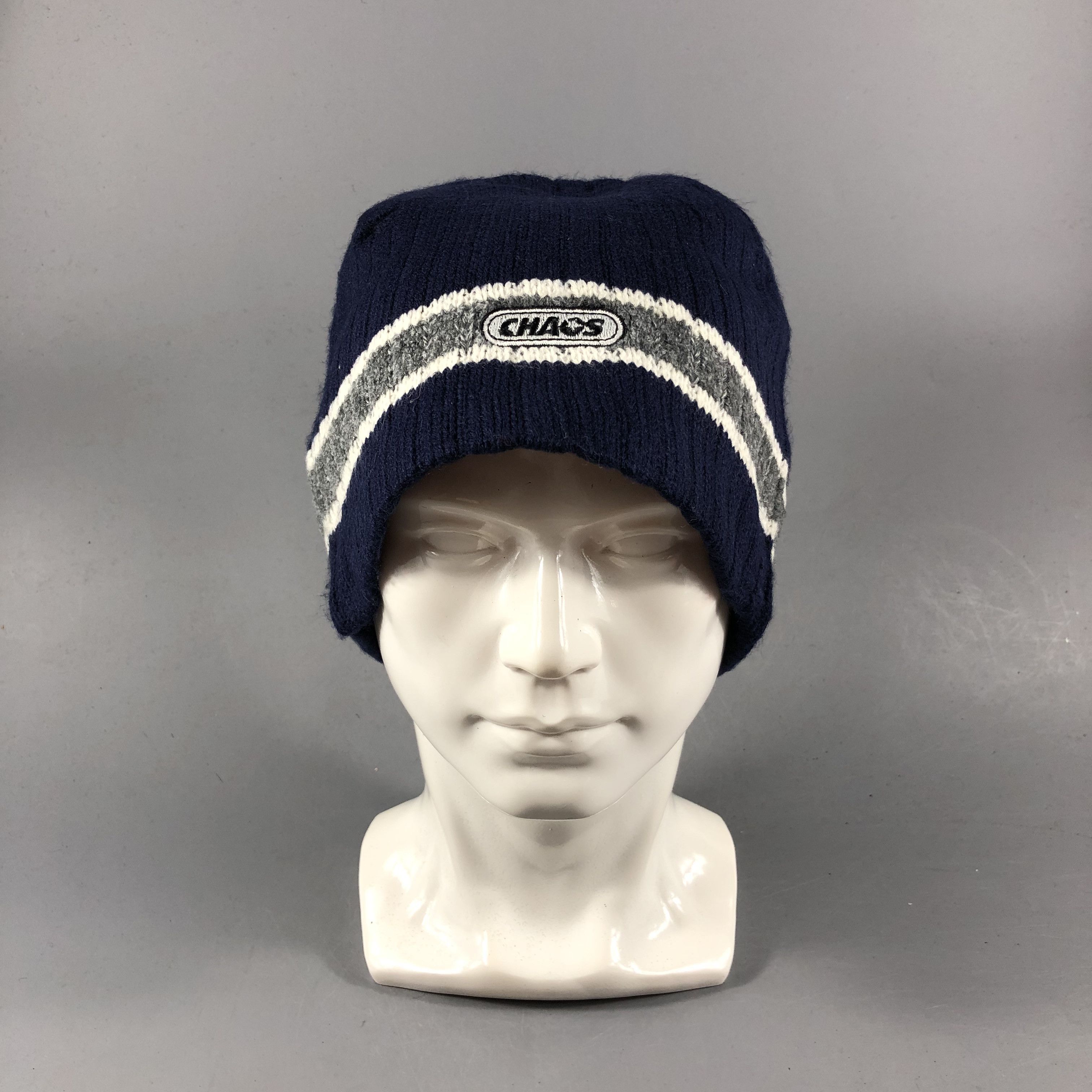 Vintage Chaos Pleated Striped Fisherman Beanie Snowcap Snow Hat B848 Size ONE SIZE - 1 Thumbnail