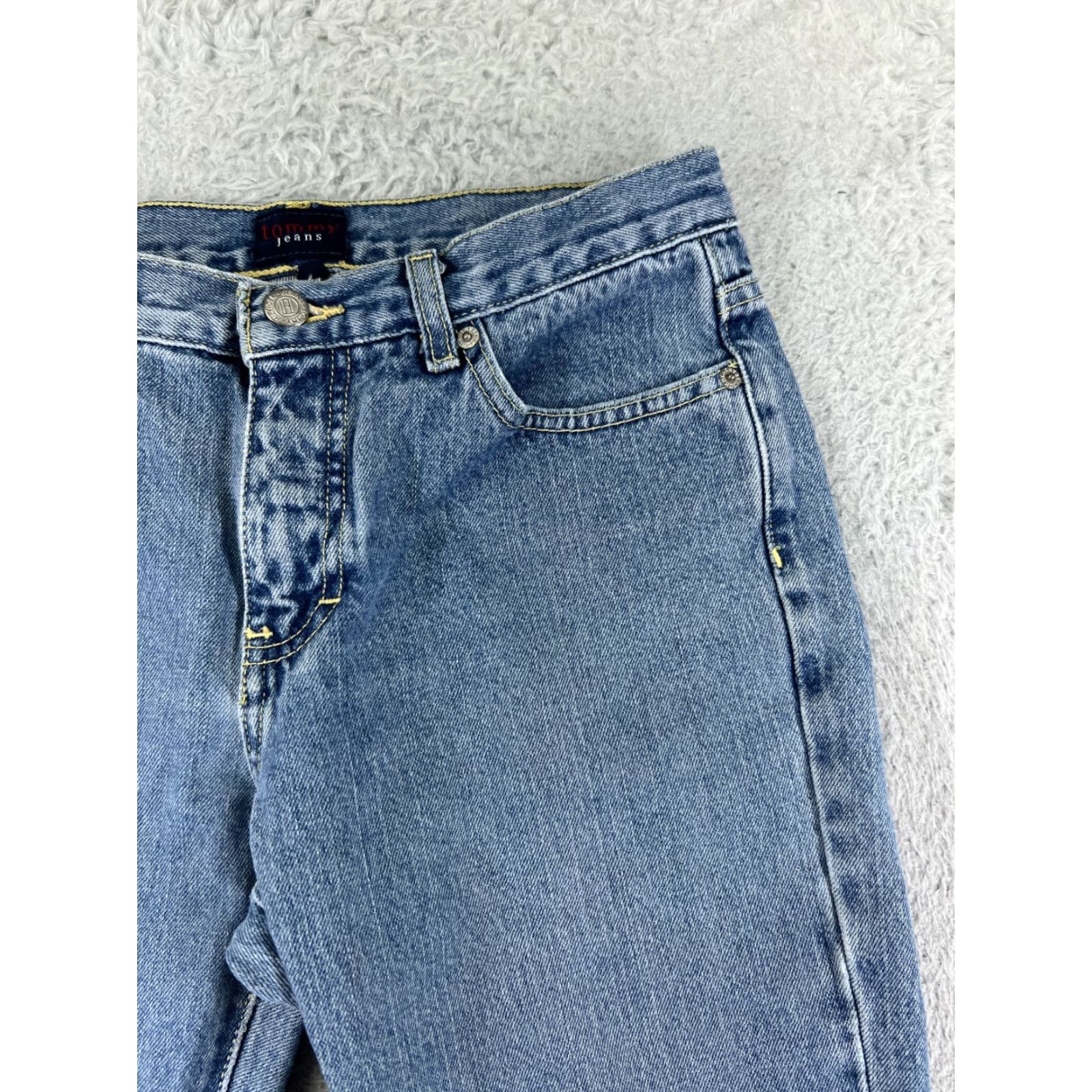 Tommy Hilfiger Tommy Hilfiger Jeans Womens 7 Blue Denim Bootcut Mid Rise 5-Pocket Design Embroidered Cotton Blend Distressed Stretch Size 28" / US 6 / IT 42 - 4 Thumbnail