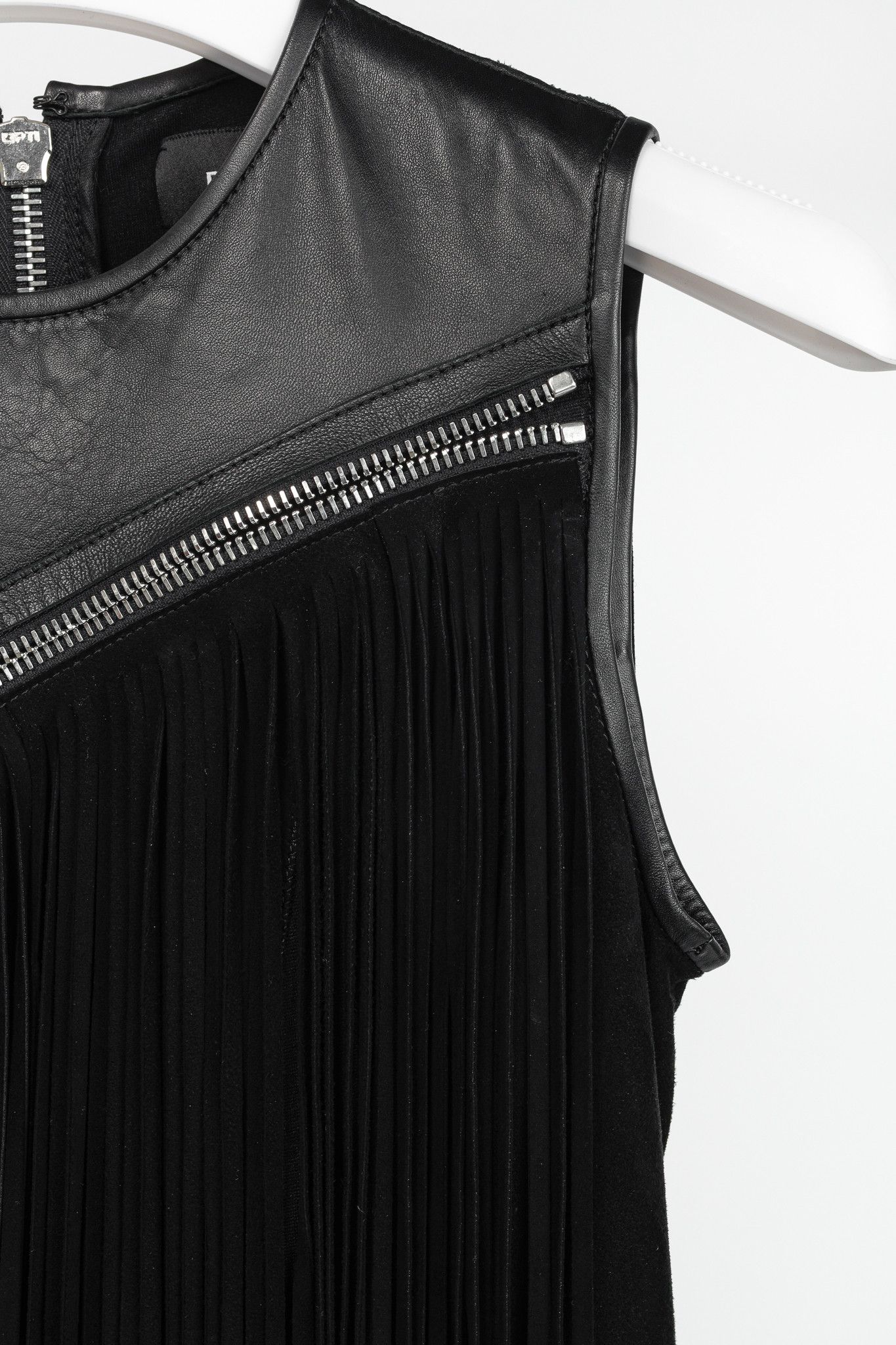 Dsquared2 Dsquared2 PF/15 Black Suede-Fringe Sleeveless Mini Dress Size XS / US 0-2 / IT 36-38 - 6 Thumbnail