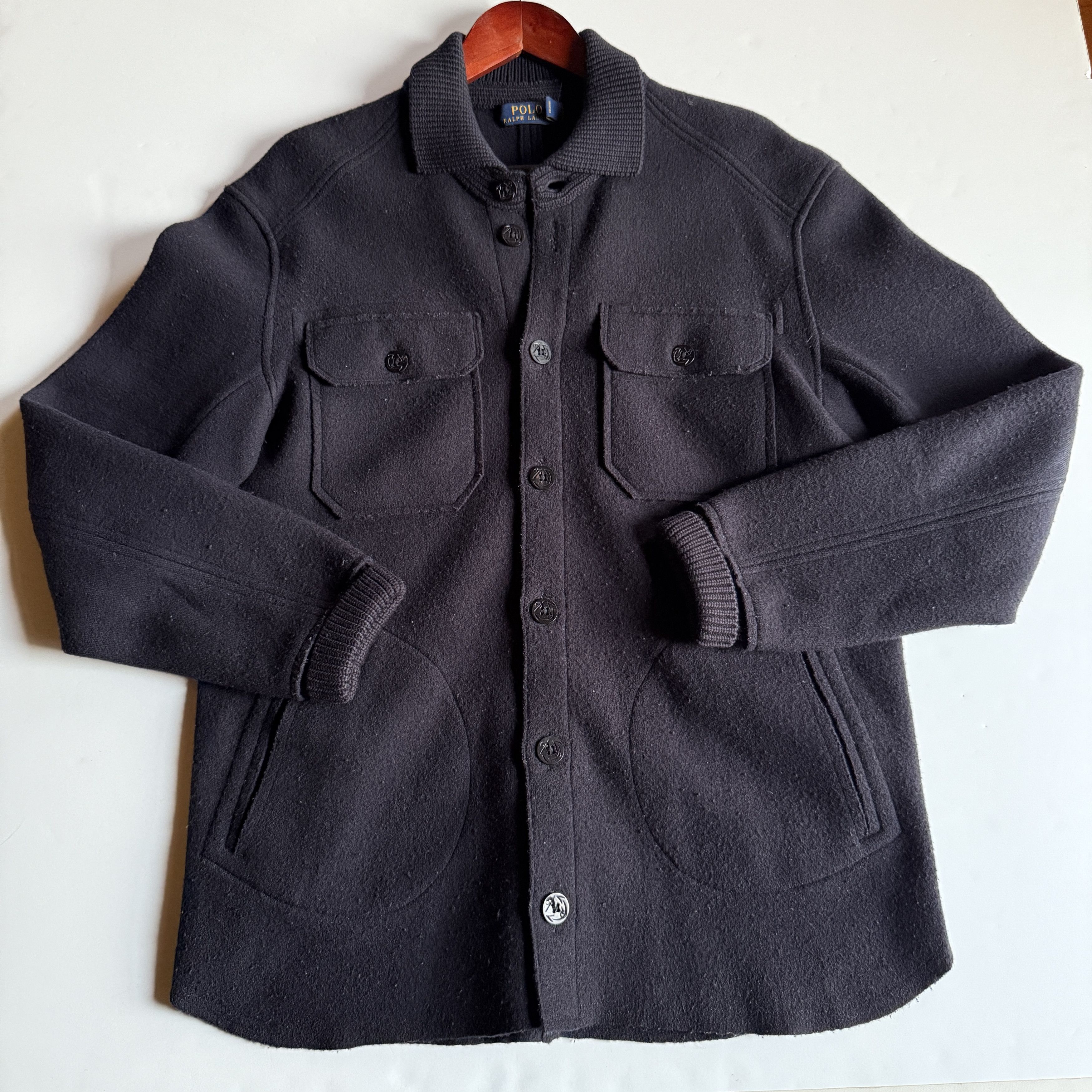 Polo Ralph Lauren Wool Blend Shirt Jacket Sweater - Navy