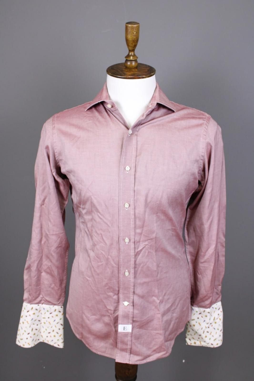 Emmett Emmett London Slim Fit Burgundy Down Shirt Size 38 / 15 Size US M / EU 48-50 / 2 - 1 Thumbnail
