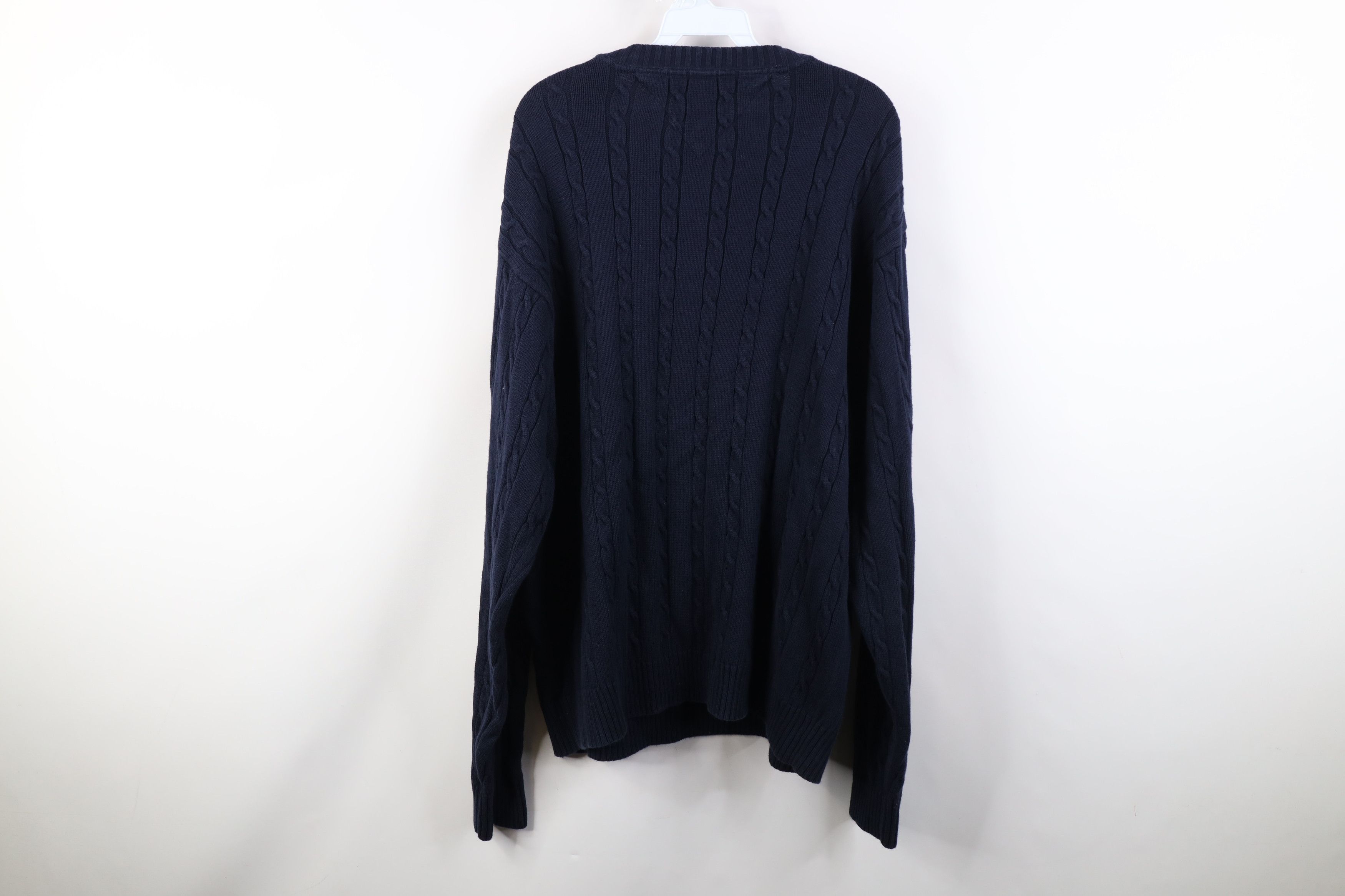Tommy Hilfiger Vintage 90s Tommy Hilfiger Cotton Cable Knit Sweater Blue Size US XXL / EU 58 / 5 - 11 Thumbnail