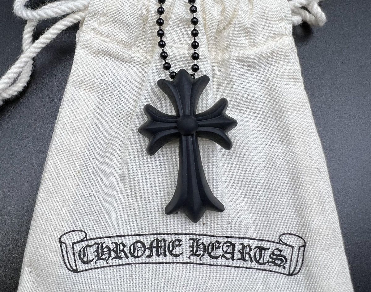 Chrome Hearts Black Resin Cross Pendant Necklace