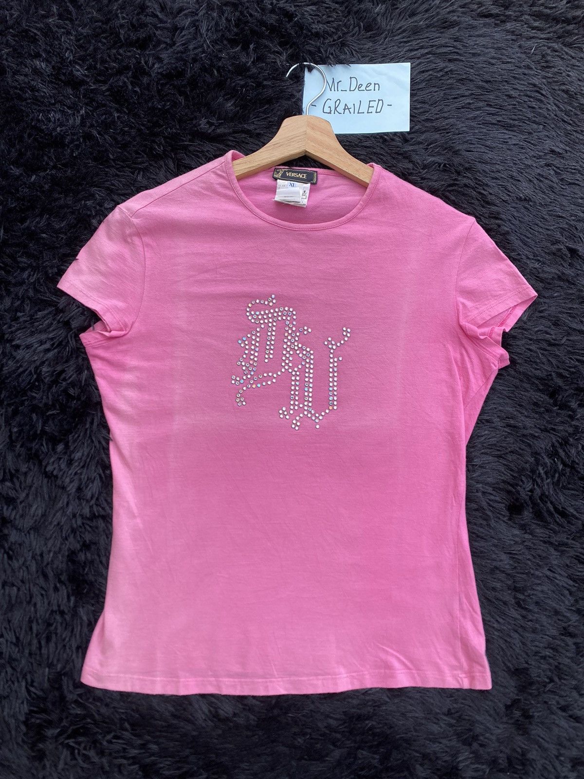 Rare Vintage VERSACE Swarovski Pink Tshirt