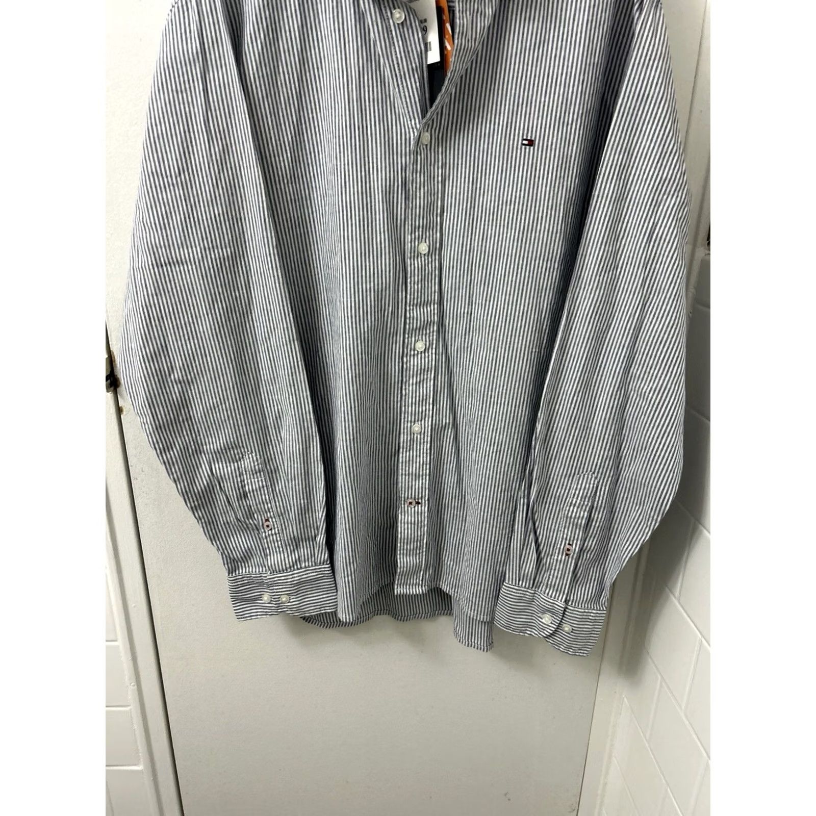 Tommy Hilfiger Tommy Hilfiger Oxford Shirt Mens XL Blue White Stripe THFlex Regular L/S NWT Button-Down Collar Embroidered Flag Chest Casual Business Size US XL / EU 56 / 4 - 3 Thumbnail