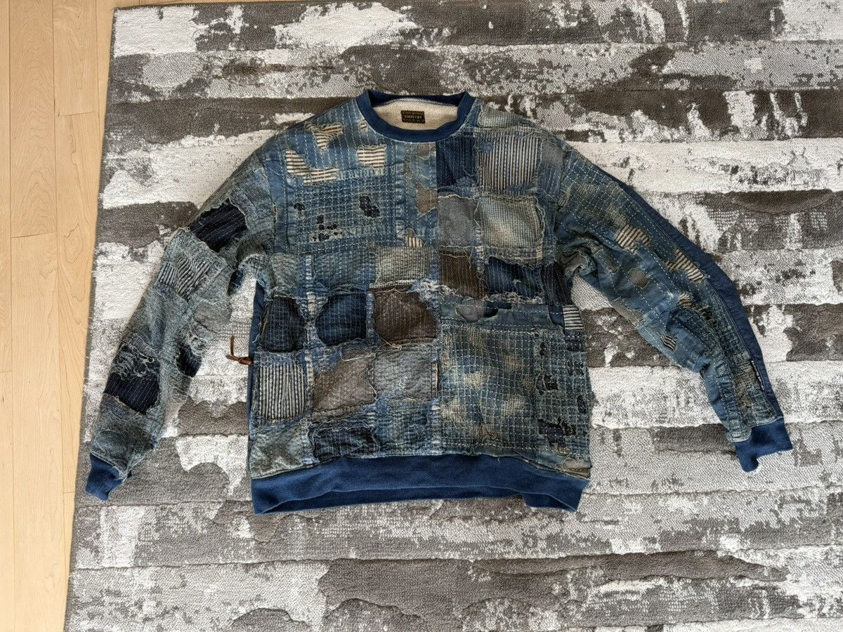 Kapital KAPITAL Boro Distressed Cotton/Linen Patchwork Sweatshirt Size US M / EU 48-50 / 2 - 1 Thumbnail