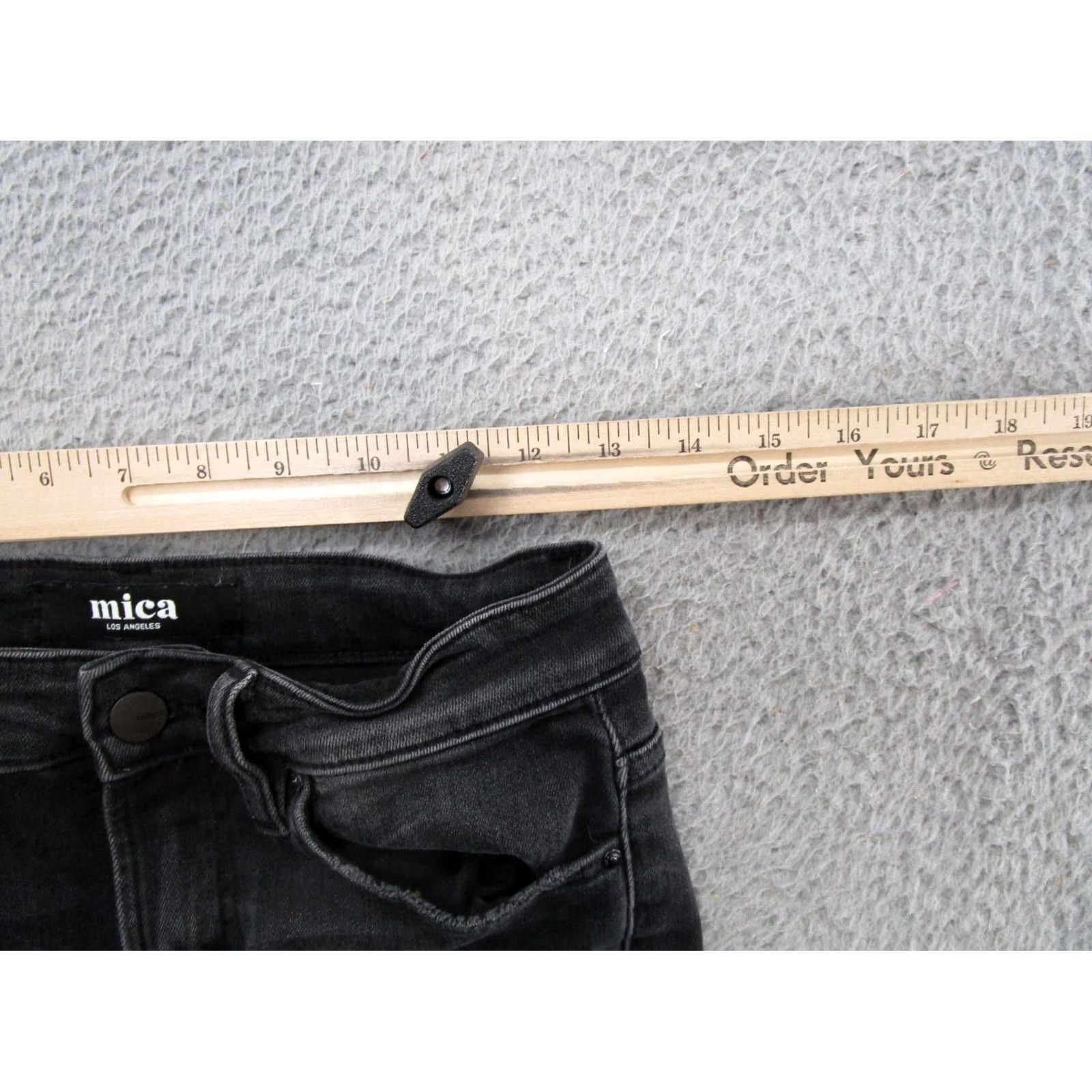 Vintage Mica Los Angeles Women's Black Stretch Denim High Rise Raw Hem Jeans Size 25 Size 42" / US 20 - 6 Thumbnail