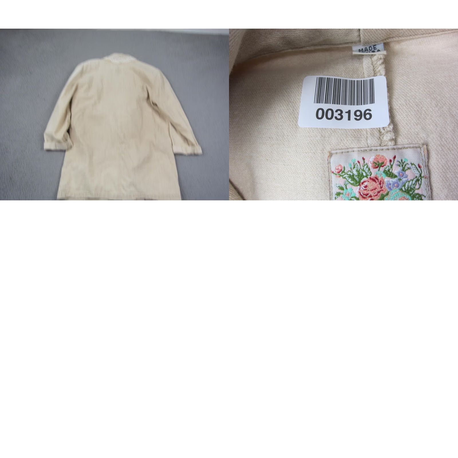 Cherokee VINTAGE Cherokee Blazer Jacket Womens M Creme Khaki Lace Trim Made in USA Size M / US 6-8 / IT 42-44 - 9 Thumbnail