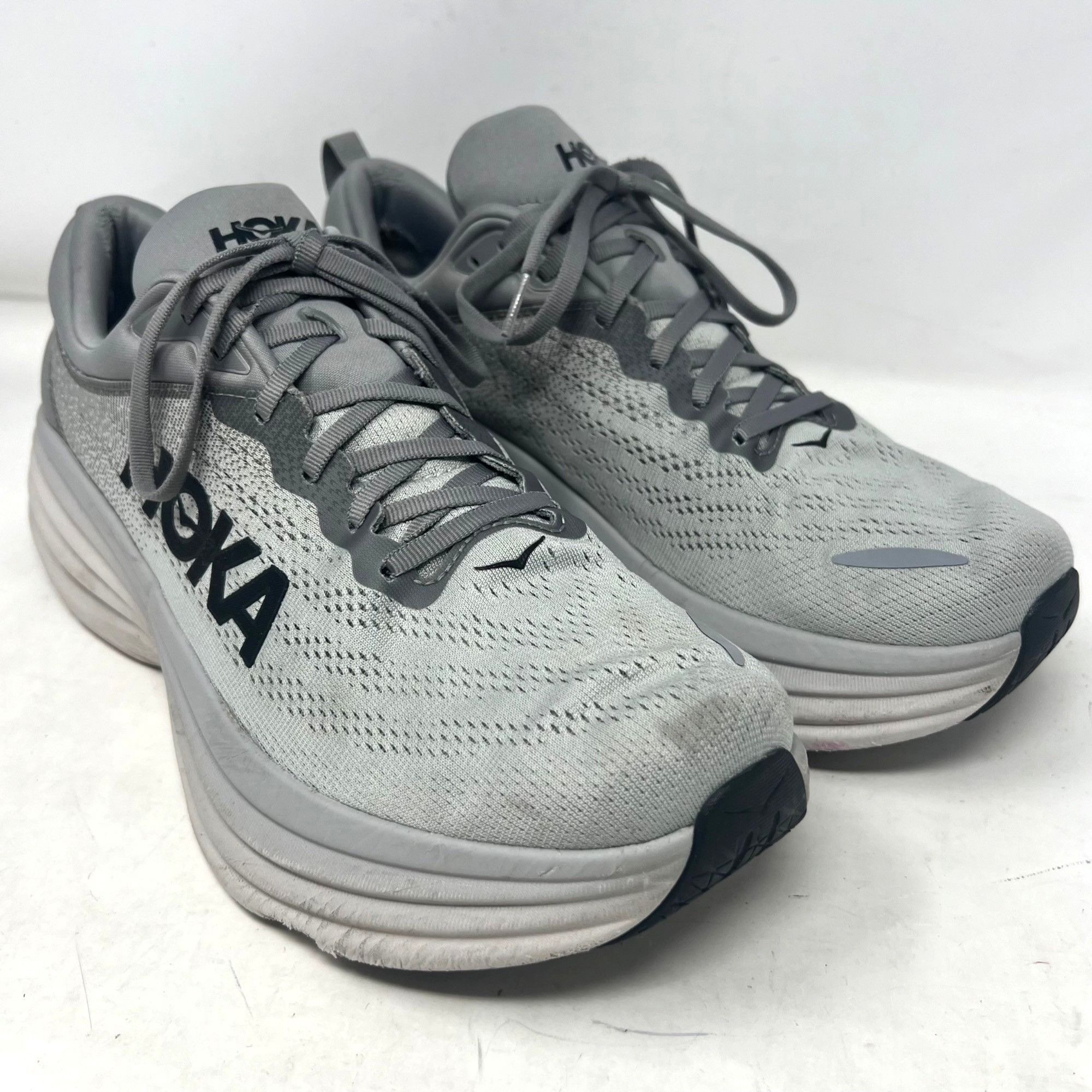 Hoka Bondi 8 Athletic Running Shoes Mens Mesh Grey/black Siz (Size 12)