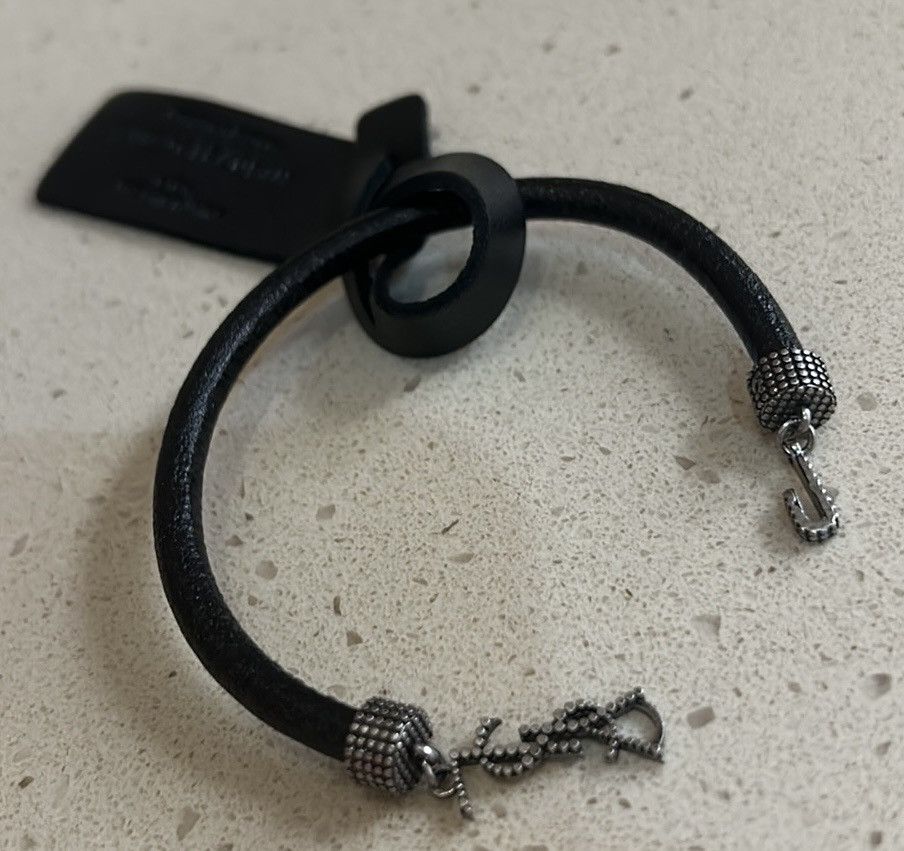 Saint Laurent Paris Saint Laurent OPYUM Bracelet In Crinkled Leather And Metal Size ONE SIZE - 3 Thumbnail