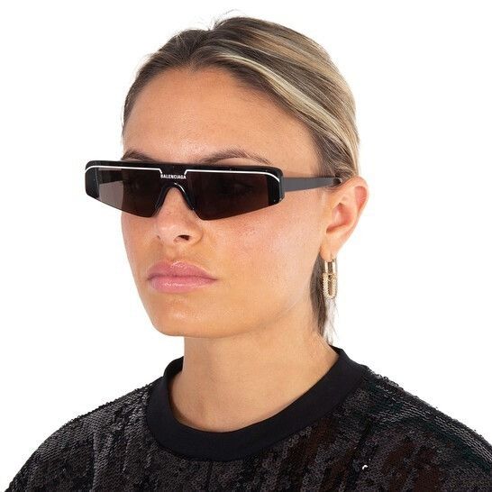 Balenciaga Balenciaga BB0003S 012 Sunglasses Brown Shield Frame Size ONE SIZE - 2 Thumbnail