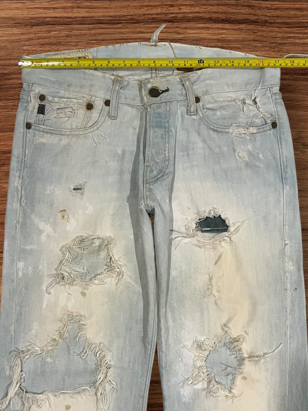 Abercrombie & Fitch × Hysteric Glamour ⚡️Trashed⚡️Abercrombie & Fitch Distressed Blue Faded Jeans Size US 30 / EU 46 - 16 Thumbnail