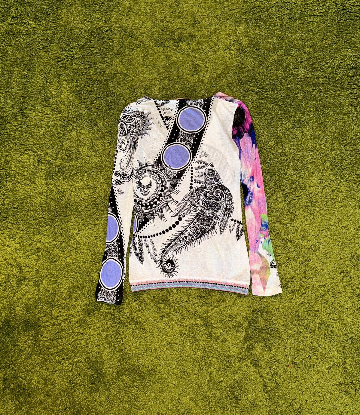 Just Cavalli × Roberto Cavalli Roberto Cavalli 2000s vintage floral pattern Y2K longsleeve Size M / US 6-8 / IT 42-44 - 2 Thumbnail