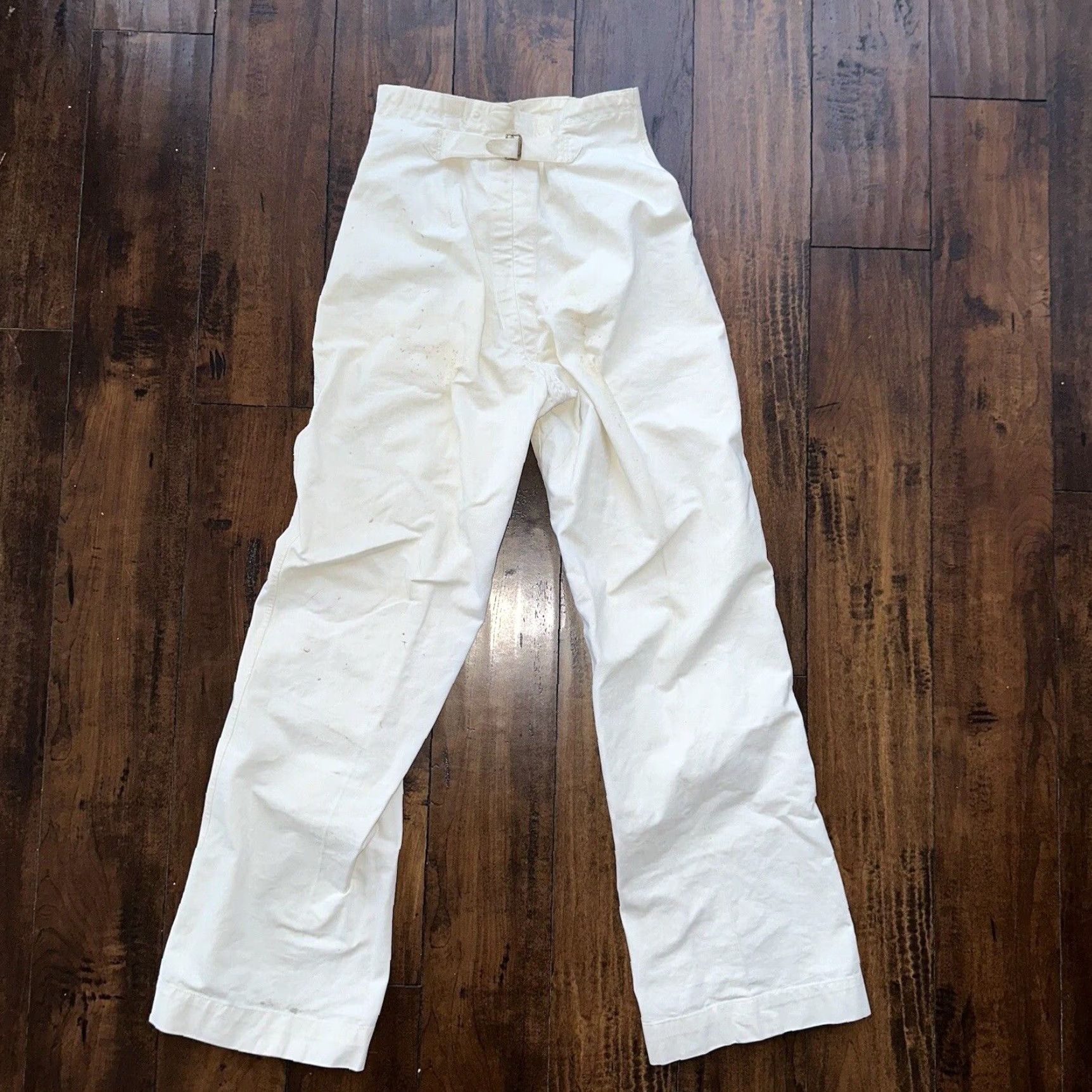 Vintage VINTAGE 1920s White Buckle Back Work Pants Cotton Navy USMA 28x31 Regular Mens 1920s Era Edwar dian Union Made Trusted Vintage Shop Size US 26 / EU 42 - 2 Thumbnail