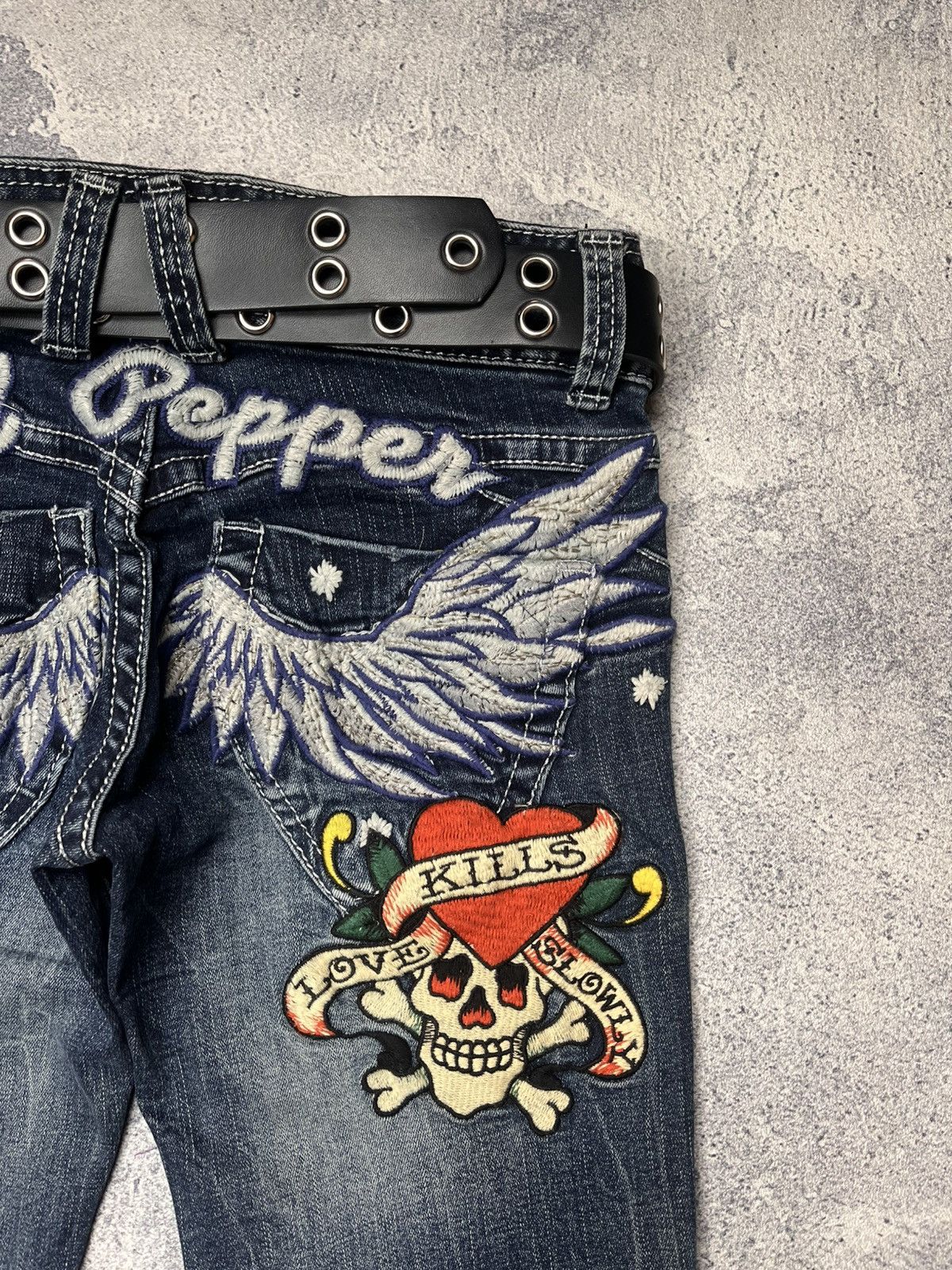 Red Pepper x Ed Hardy Flared Denim Pants