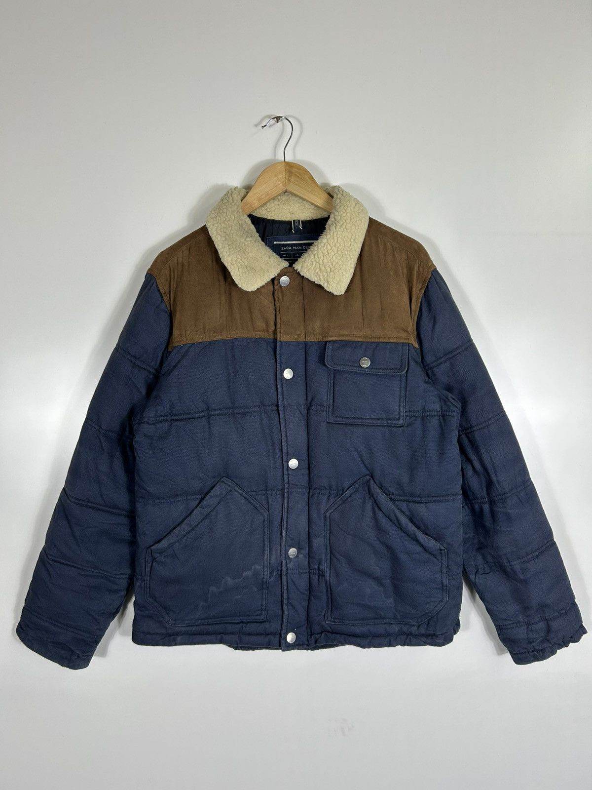 Zara 🔥Zara Man Denim Zipper Puffer Jacket Size US L / EU 52-54 / 3 - 1 Thumbnail
